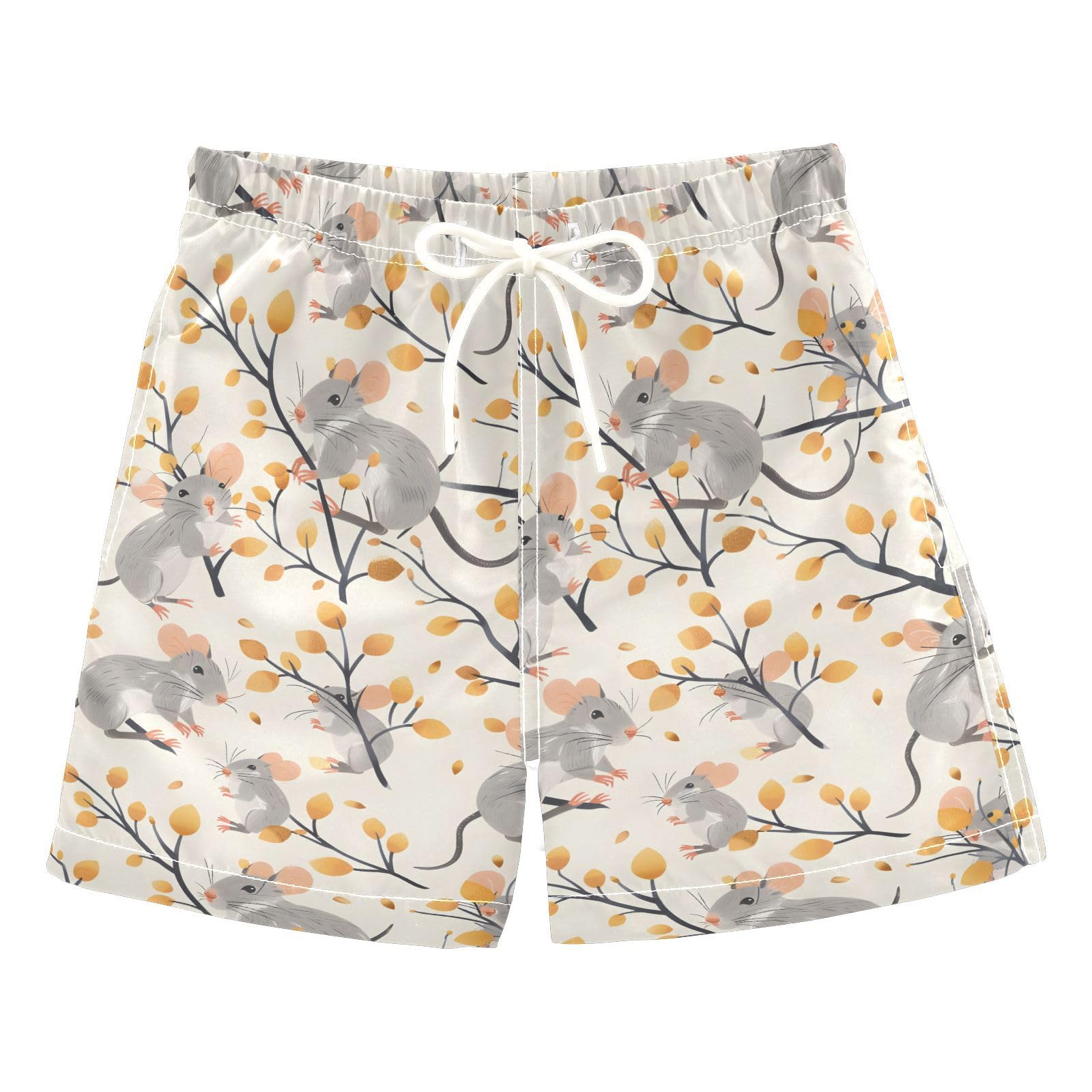 ALAZA Mouse Leaf Tree Animal Boys Quick Dry Beach Board Shorts Kids Swim Trunks Bathing Suit Swimsuit 3T Multicolor