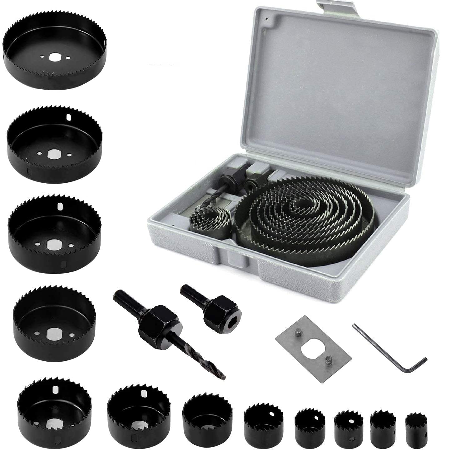 TruVeli Hole Saw Cutter Tool Kit I Carbon Steel Round Circular Drill Bit Cutting Set I Wood Working Tools I Ideal for Soft Wood, PVC Board, Plywood, Drywall Drilling – 16 Pcs (B0D29QRTXF) Amazon Price History, Amazon Price Tracker