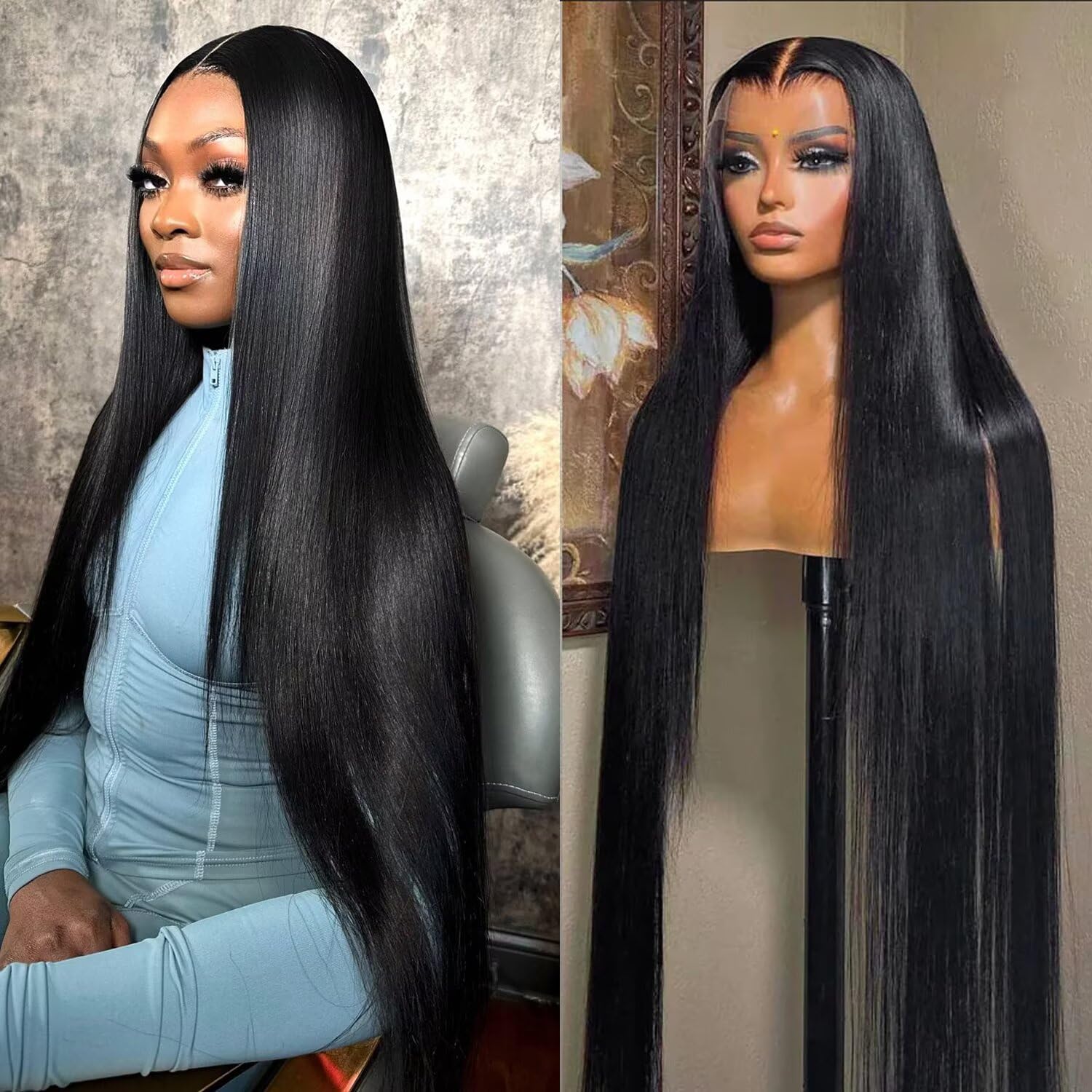 Lemoda 13x6 Straight Wigs Human Hair 210% Density 26 Inch 13x6 Full Frontal Lace Wigs Human Hair Breathable and comfortable Virgin 15A Straight Lace Front Wig f