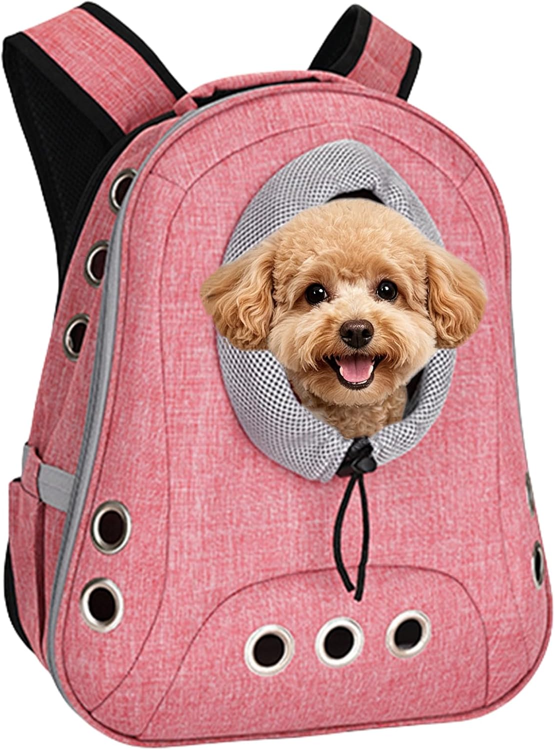 Small Dog Cat Chest Backpack Carrier,Large Space Ventilated Front Facing Backpack Carrier for Puppy,Lightweight Doggy Backpack for Hiking,Camping,Travel,Outdoor,Max 12 lbs(Pink)