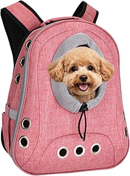 Small Dog Cat Chest Backpack Carrier,Large Space Ventilated Front Facing Backpack Carrier for Puppy,Lightweight Doggy Backpack for Hiking,Camping,Travel,Outdoor,Max 12 lbsPink
