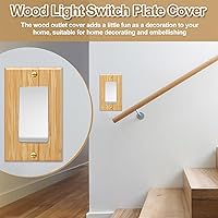 Vista 6 de Pinkunn 10 piezas de placa de interruptor de luz de madera maciza, cubiertas de salida de madera de bambú, placa decorativa de pared para el hogar