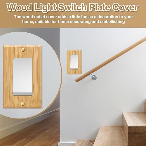 Miniatura 6 de Pinkunn 10 piezas de placa de interruptor de luz de madera maciza, cubiertas de salida de madera de bambú, placa decorativa de pared para el hogar