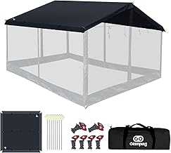 GOGlamping Henkakue Square Tarp TC Square Tarp Tent, 15 Loops, TC Waterproof Tape, Skirt Included, Poly Cotton, 500mm Water Pressure Resistance, Water Repellent, Light Shielding, Heat Shielding, Fire