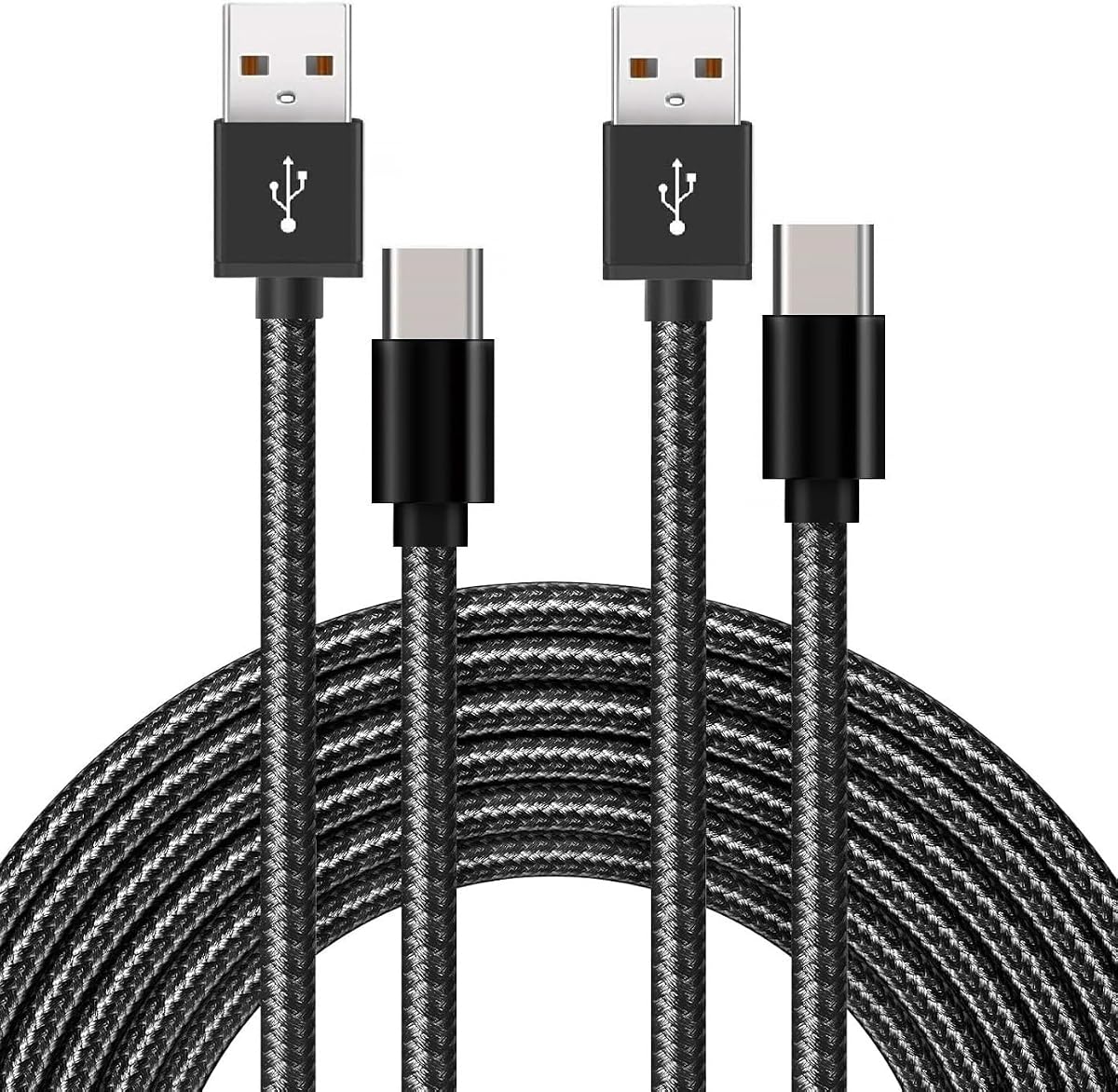Paquete de 2 cables de carga para iPhone 17 16 15 de 10 pies, cable de carga USB A a C para PlayStation 5, interruptor de controlador, Nintendo Kindle Fire HD 10 11 12th, Galaxy S25 S24 S23 S22 S20 S10 S9