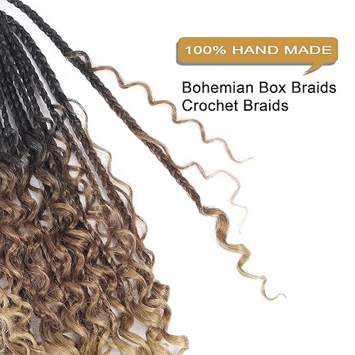 Vista 74 de Goddess Box Braids Crochet Hair With Curly Ends 18 Inch Bohomian Box Braids Crochet Braids 8 Packs 3X Crochet Braids Synthetic Braiding Hair 1B-4-30