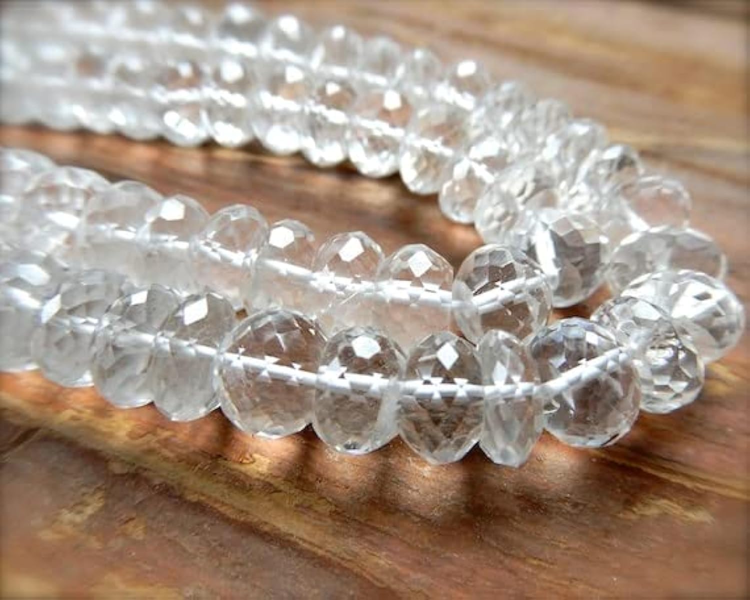 Quartz clair rondelle facettée LKBEADS cadeau création fait main