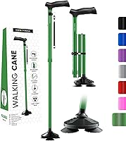 Vista 14 de HONEYBULL Bastón plegable para hombres y mujeres, plegable, ajustable, resistente, de pie, todo terreno, plegable para personas mayores y adultos