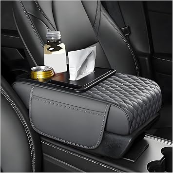 Car Center Console Armrest Pad for Audi A3 A4 A5 A6 A7 A8 Q3 Q4 e-tron Q5 Q6 e-tron Q7 Q8, Multifunctional Center Console Cover Organizer, Armrest Storage Box, Armrest Seat Box Cover Protector