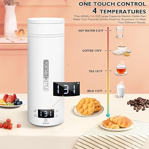 Miniatura 4 de Hervidor eléctrico portátil, hervidor de viaje, pequeño hervidor de té portátil, caldera de agua caliente, mini hervidor de agua de acero inoxidable