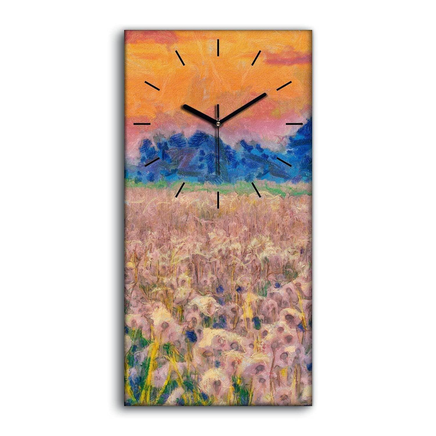 Horloge silencieuse sans tic tac 30x60cm avec aiguilles noires sur toile