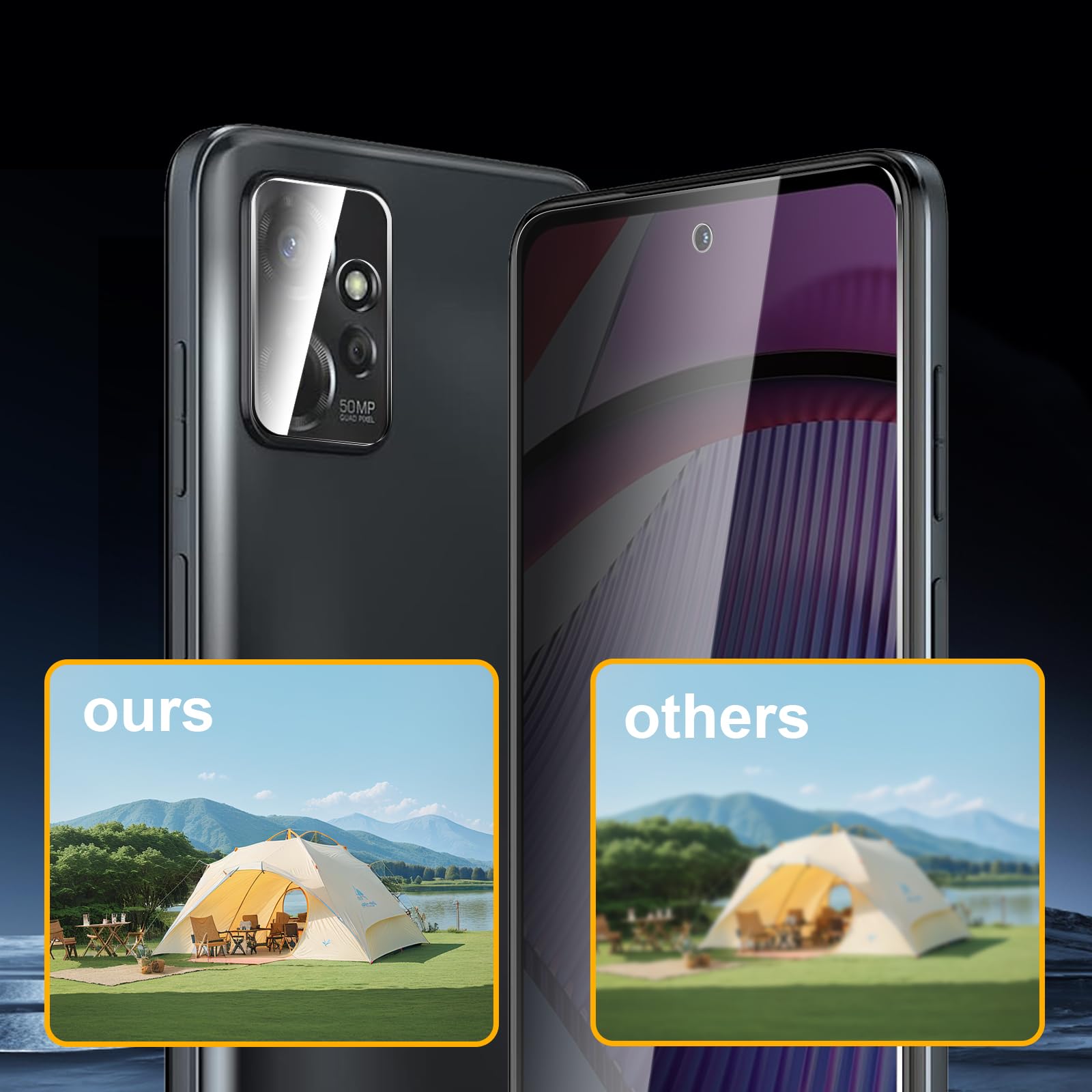 Ochraniacz ekranu do Motorola Moto G Power 5G 2023 z 3 osłonami obiektywu aparatu, hartowane szkło hartowane o twardości 9H, czarny ochraniacz zapobiegający szpiegowaniu, odporny na