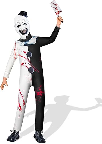 Disfraz de Terrifier para niños, fiesta de Halloween, traje de una pieza para niños, trajes de cosplay con máscaras de cabeza de 5 a 12 años