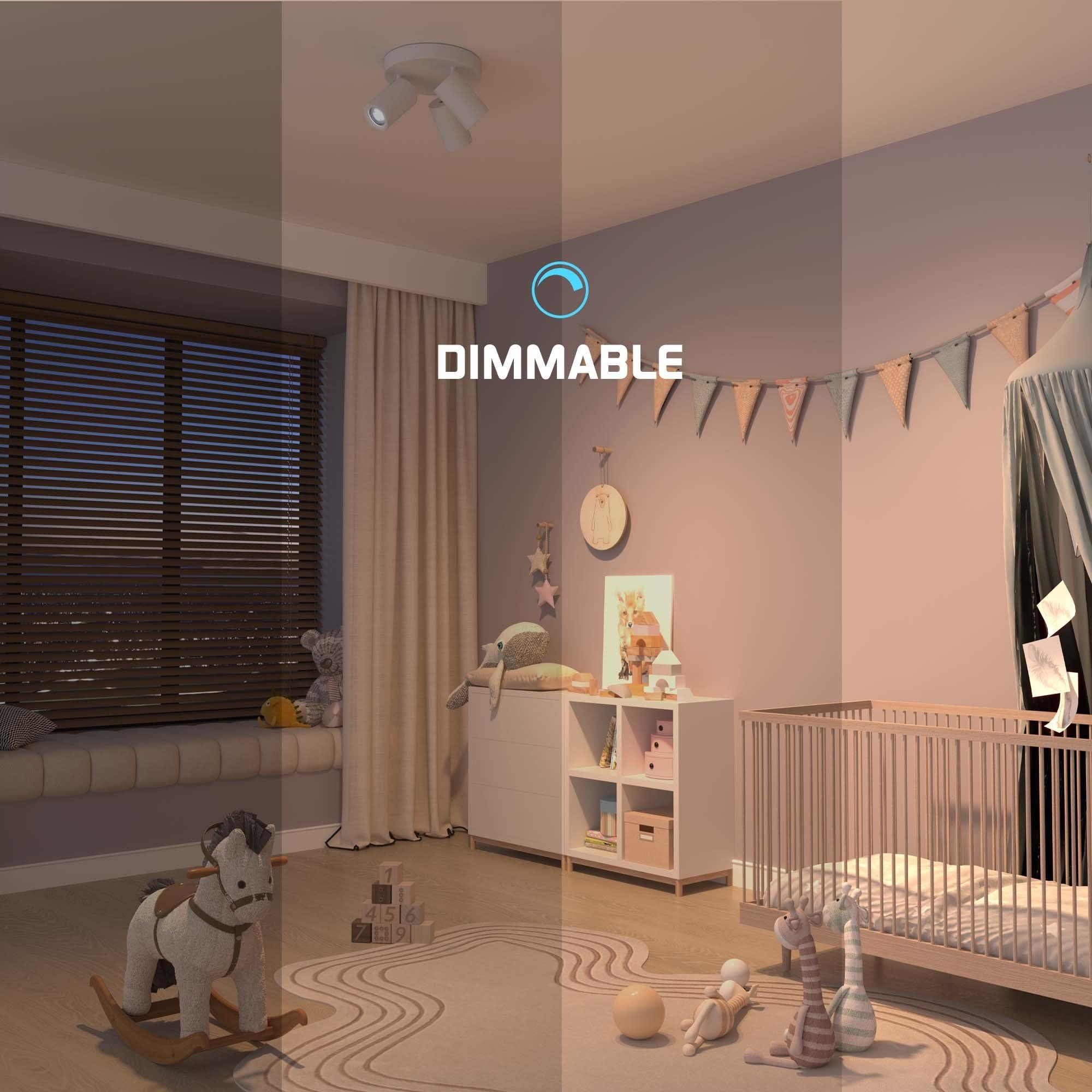 Ledvion Faretto LED Soffitto Bianco 3 luci Quadrato GU10 3W bianco neutro | Lampadina inclusa per corridoio soggiorno cucina camera e ambienti interni asciutti