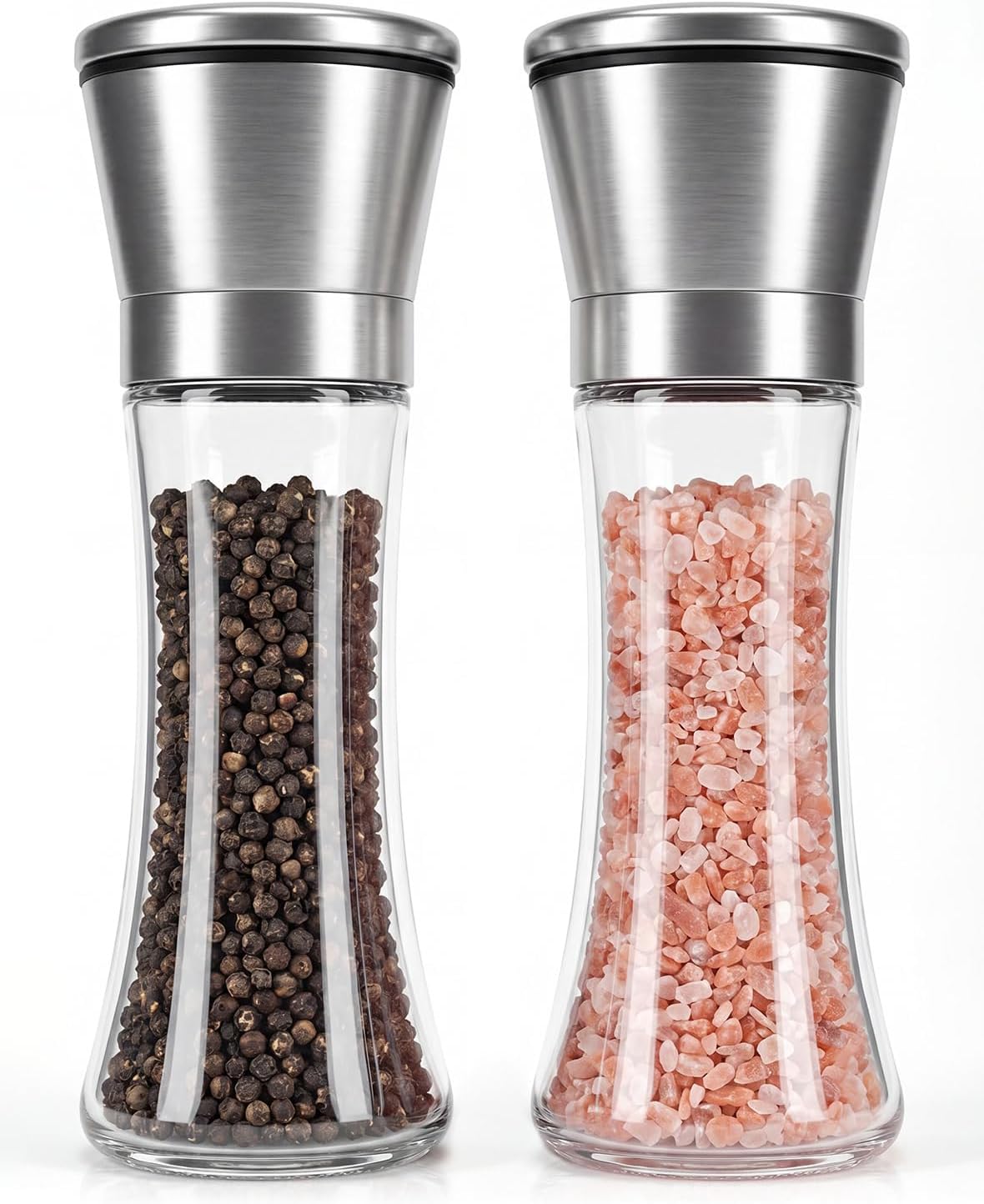 Salt and Pepper Grinder Set, Adjustable Coarseness Manual Salt and Pepper Mills [Without Spice Content]