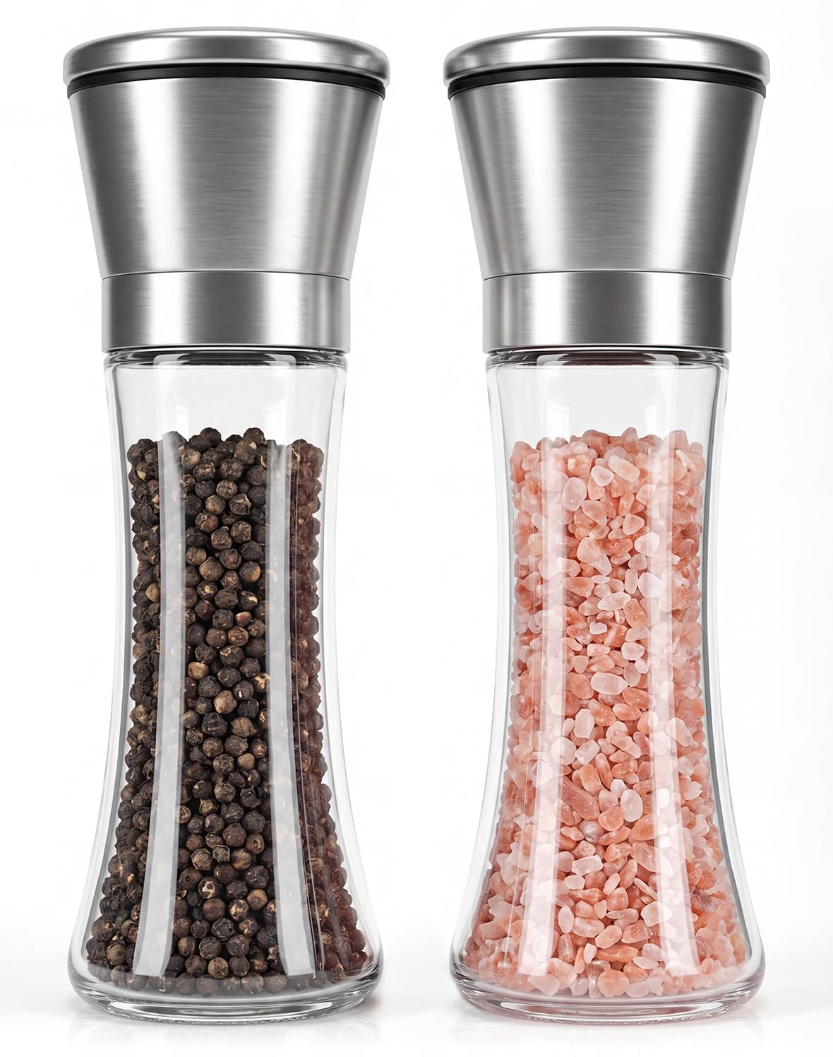 Salt & Pepper Grinder Set - Adjustable Ceramic Mills -1