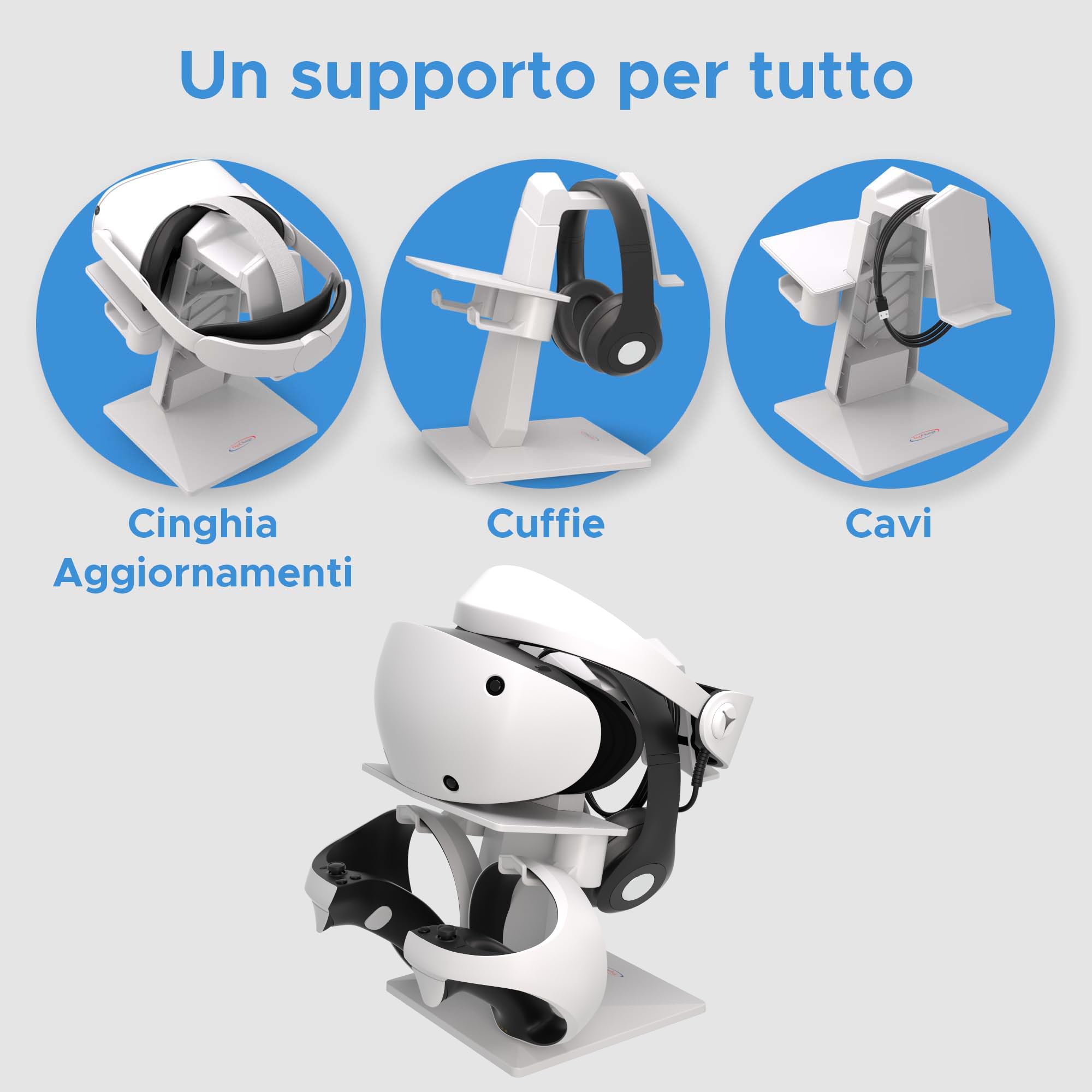 Digicharge Supporto per PS VR 2 PSVR2 Sony Playstation VR2/Meta Quest 2/Quest 1/Rift S/Valve Index/HP Reverb G2/PICO 4 VR Display Mount Station per cuffie e controller touch