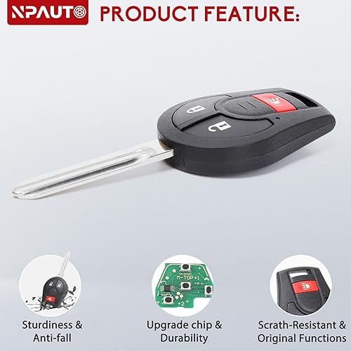 Miniatura 5 de NPAUTO Llavero de repuesto para Nissan Versa Juke Rogue Sentra Titan Armada Cube Frontier NV 2008-2015  Infiniti FX35 FX45 2003-2008 Control remoto