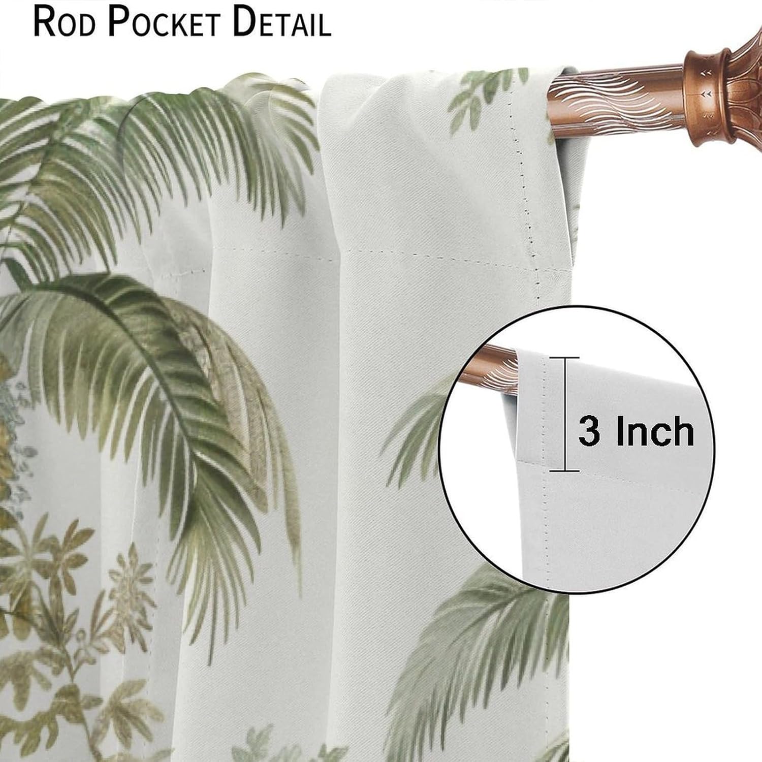 Abstract Palm Trees Blackout Curtains for Bedroom/Living Room, Tropical Jungle Plants Thermal Insulated Curtains Rod Pocket Window Drapes, 2 Panels/Each 21" W x 45" L