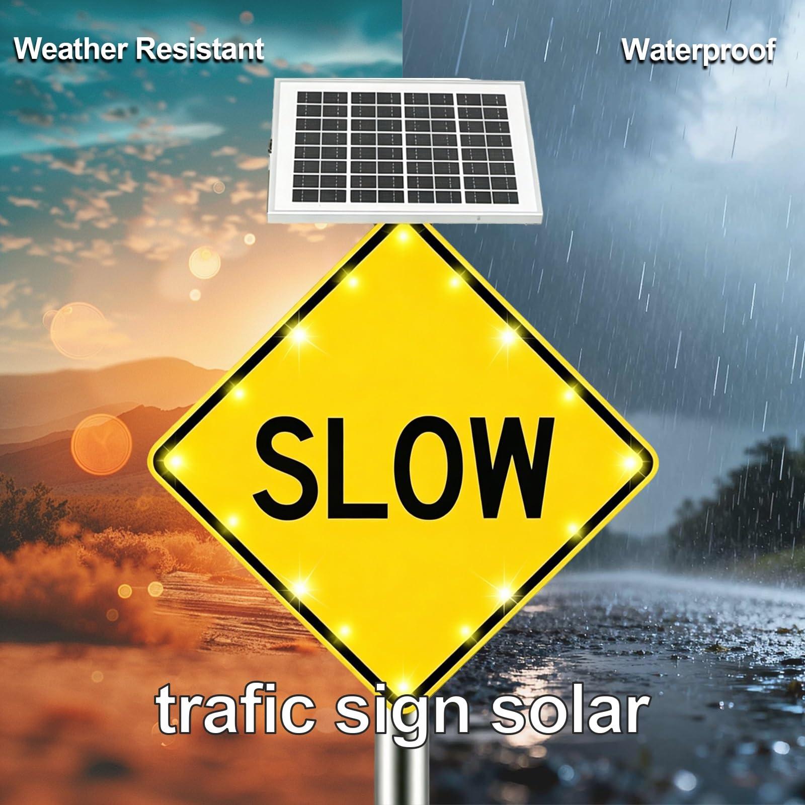 Segnali D'avvertimento Alimentati Solari Della Strada Pedonale con Luce Lampeggiante del LED, non Richiede Cablaggio, Utilizzare All'interno Dell'area Dello Stabilimento
