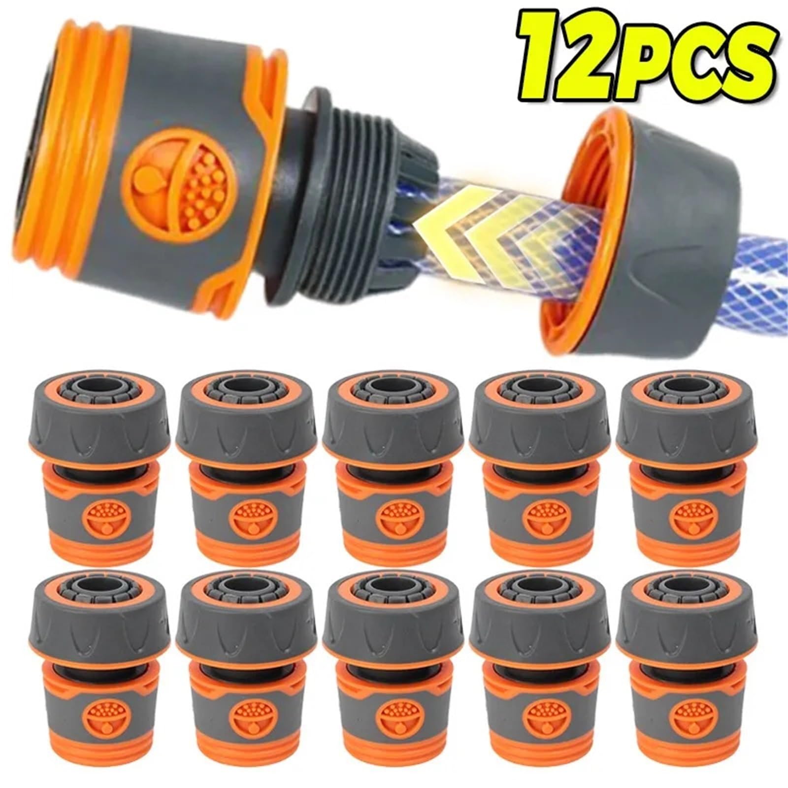 Adaptador Manguera Grifo Conector rápido de Manguera jardín | Conectores de tubería de agua de junta de conexión de extensor de grifo Accesorios de riego(6-point,12PCS)