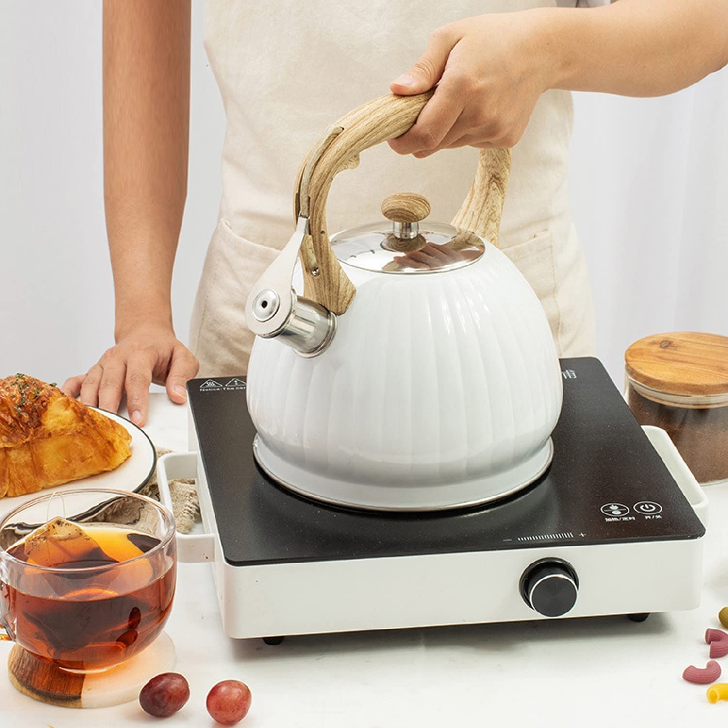 Tetera Tipo Cocinas Hervidor Con Silbato De 3,5 L, Tetera Acero Inoxidable, Cocina Para Estufa Gas, Inducción Calentar Agua Té