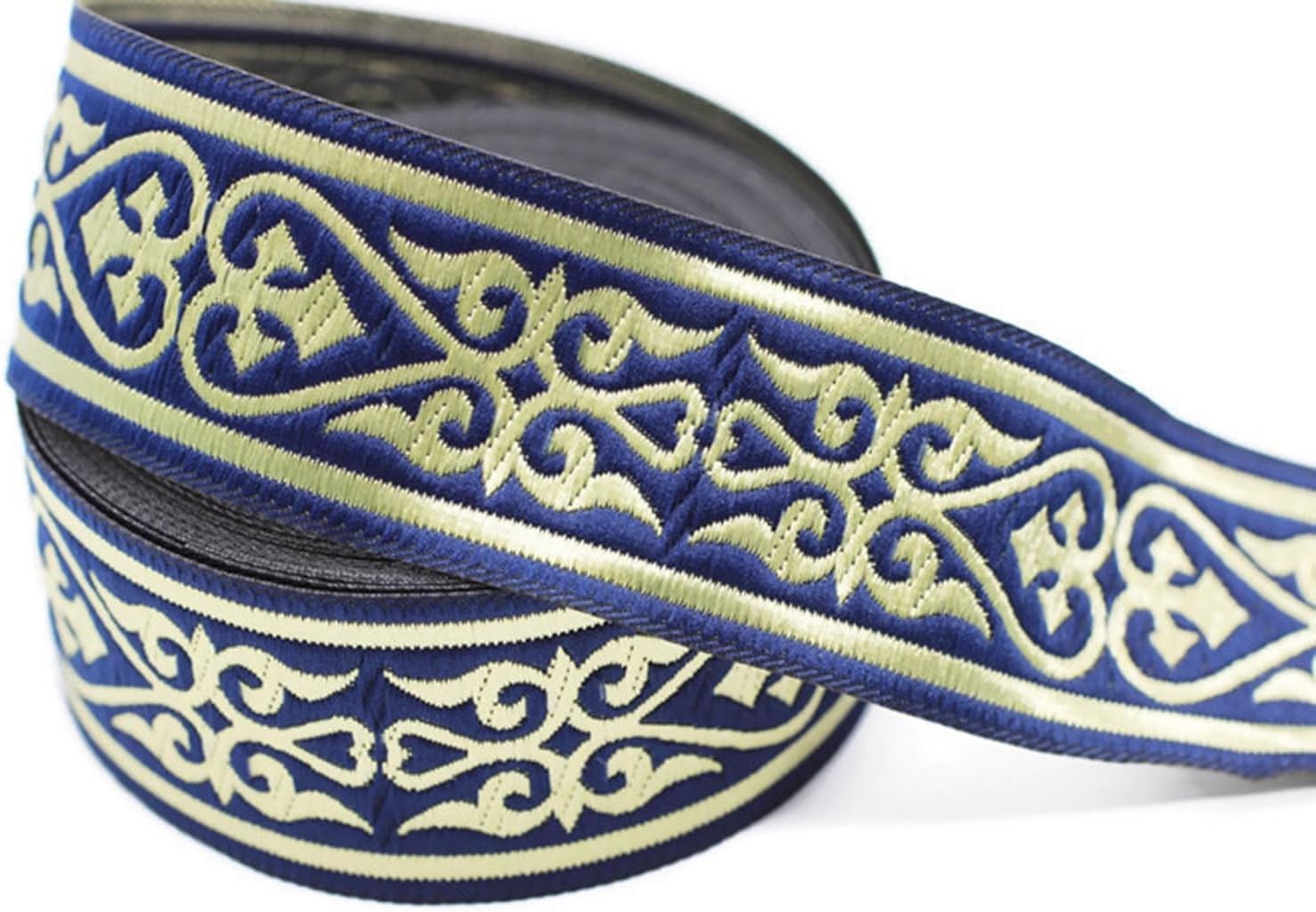 11 Yard Spool 1.37" Wide Royal Blue Celtic Heart Jacquard Ribbons Heart Embroidered Ribbons Jacquard Trim Sewing Lace Fabric 35068