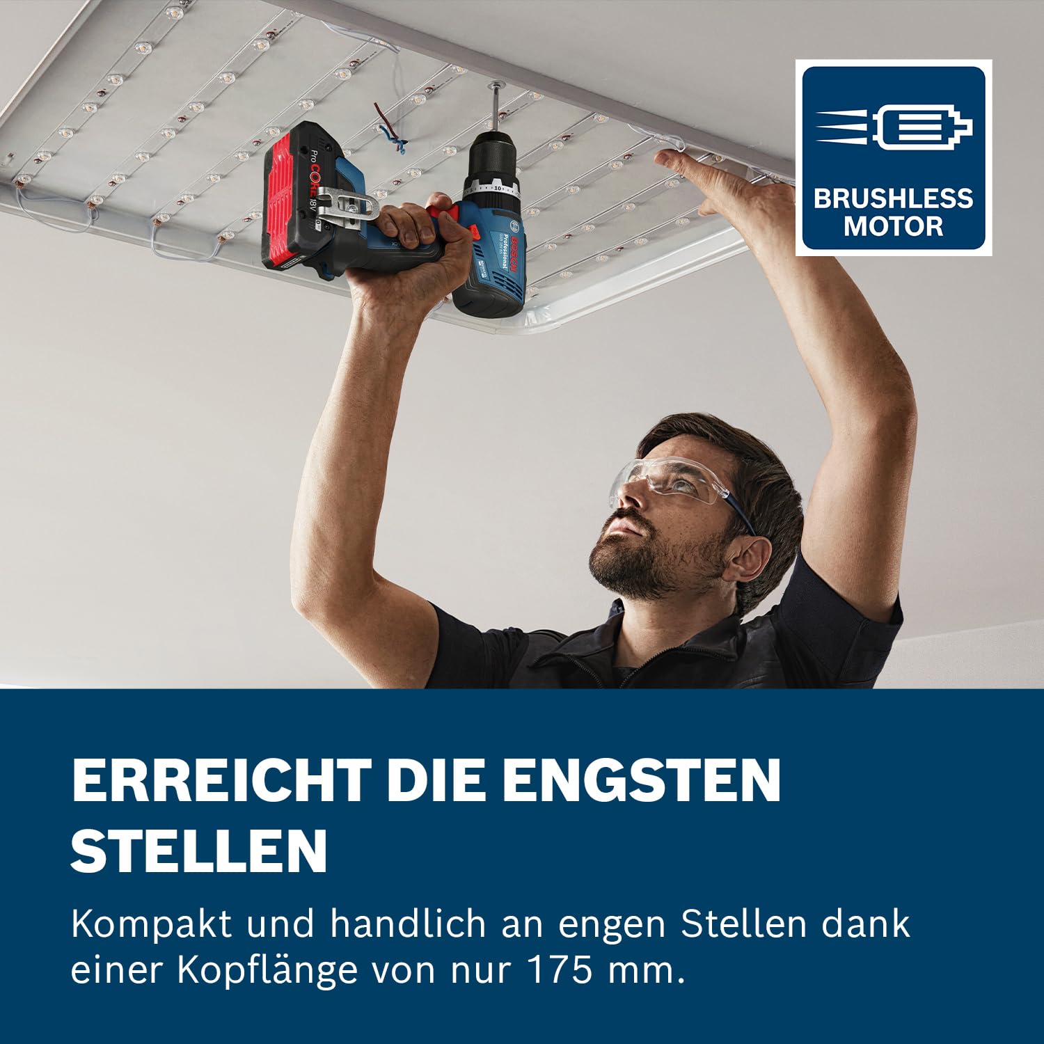 Bosch Professional 18V System Akku-Bohrschrauber GSB 18V-65 (bürstenloser Motor, Kopflänge 175)