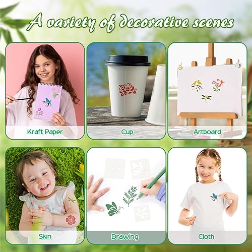 Miniatura 3 de 100 plantillas para manualidades reutilizables, 2.0 x 2.0 in, plantilla de plástico para flores y plantas, plantillas de dibujo para pintar sobre