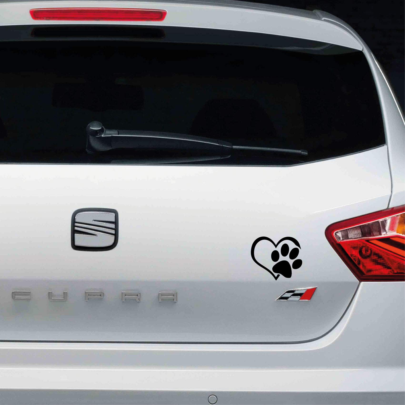 Adesivo Vinile Cuore Con Impronta Zampa Cane 10 Cm - Per Auto, Finestre, Pareti, Multicolore