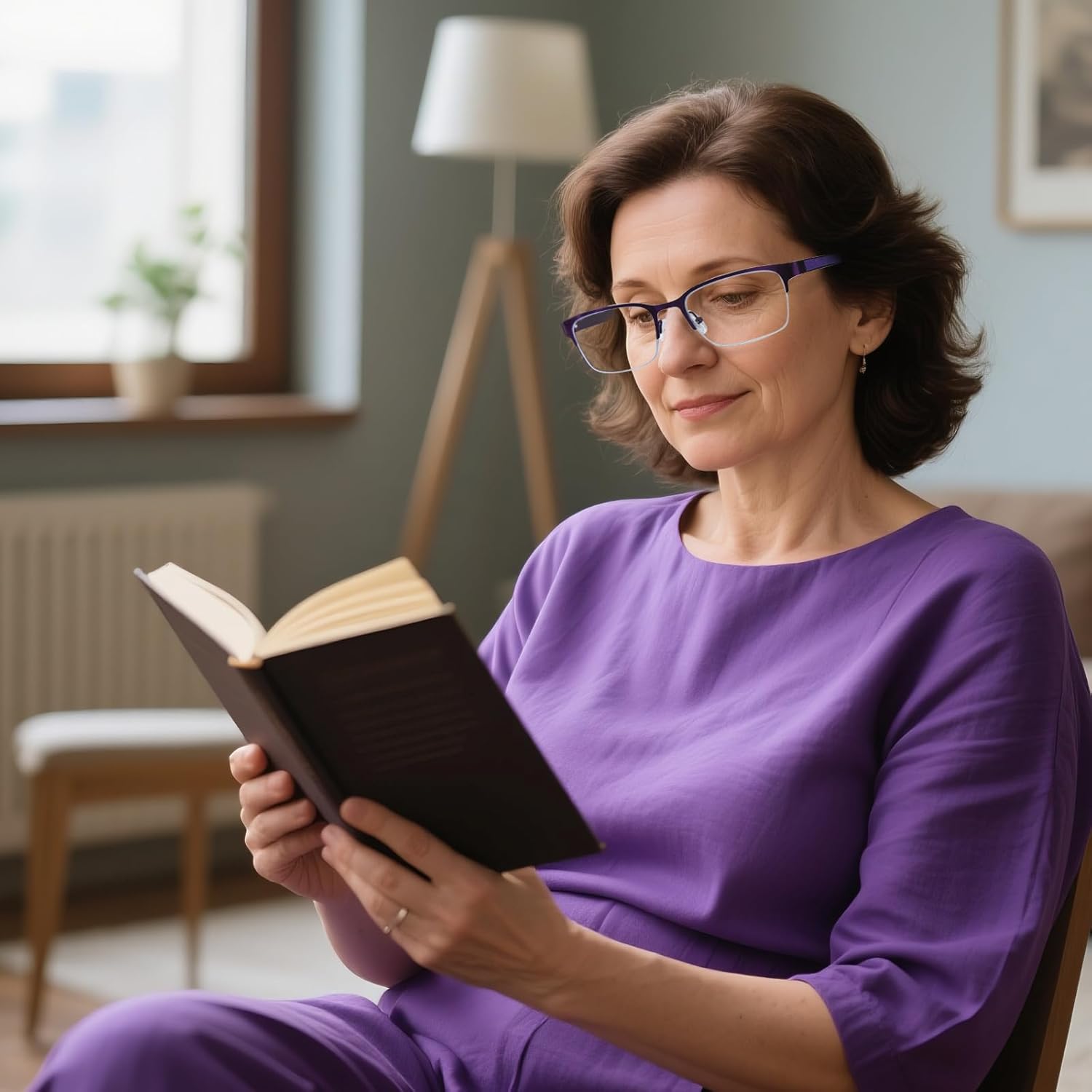 FONHCOO Progressive Multifocal Reading Glasses for Women Men, Metal Half Frame Blue Light Computer Readers with Spring Hinges - Image 2