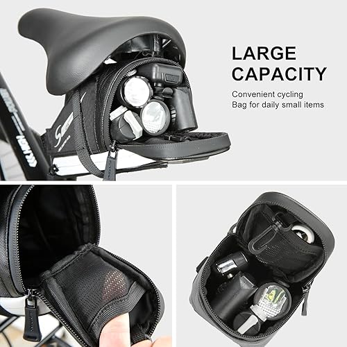 Miniatura 22 de Bike Seat Bag Bicycle Saddle Bag Under Seat Waterproof Reflective Cycling Saddle Pack for Mountain Road Bikes Black
