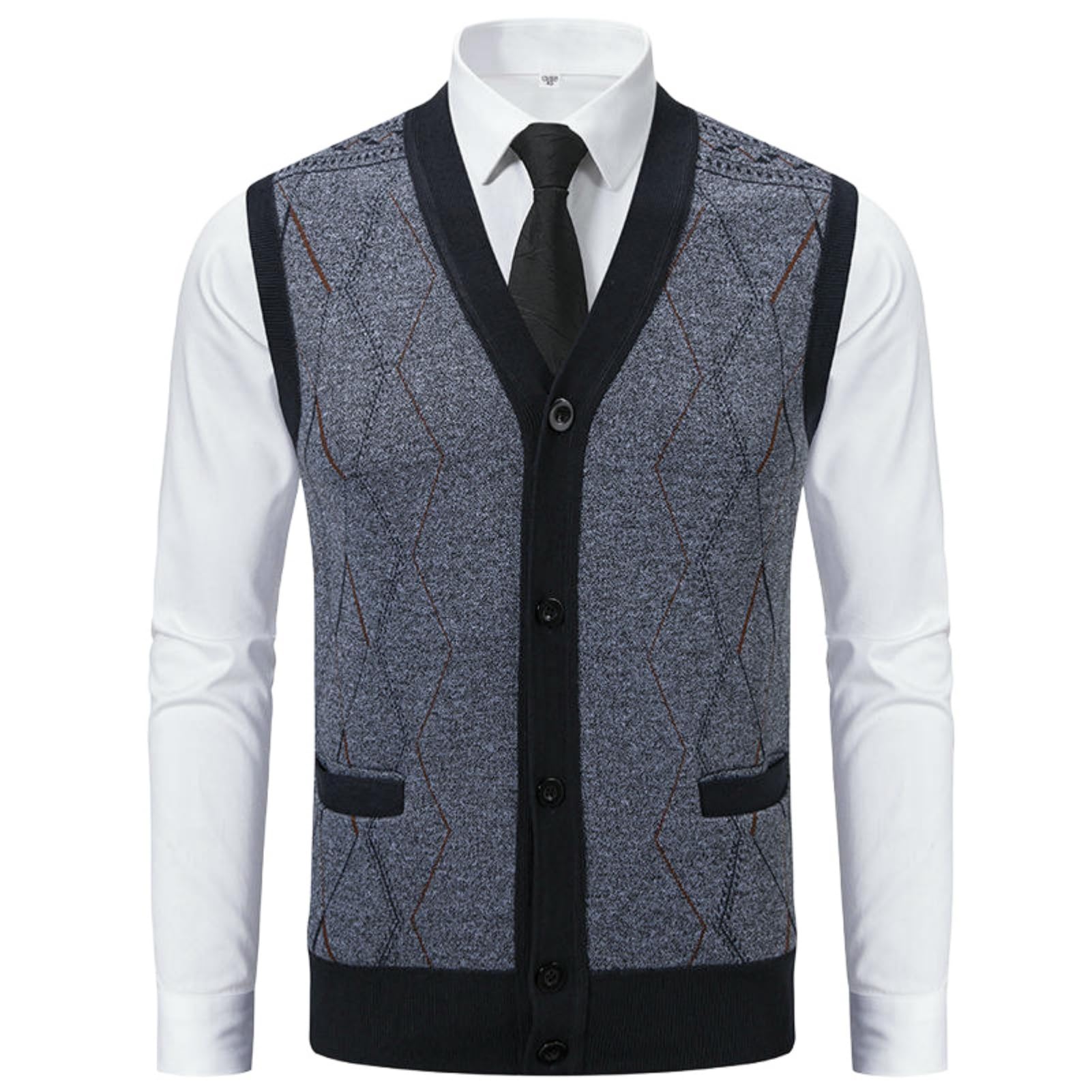 Chaleco de diamantes ajustado de punto premium para el invierno masculino 8