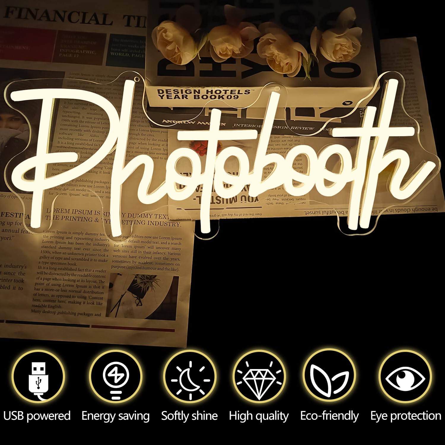 Neonowy znak do budki fotograficznej do dekoracji ścian, fotobudki, neonowe światła do fotobudki, do studia fotograficznego, oświetlenie LED, fotografia, podświetlane znaki na ślub, księgę gości
