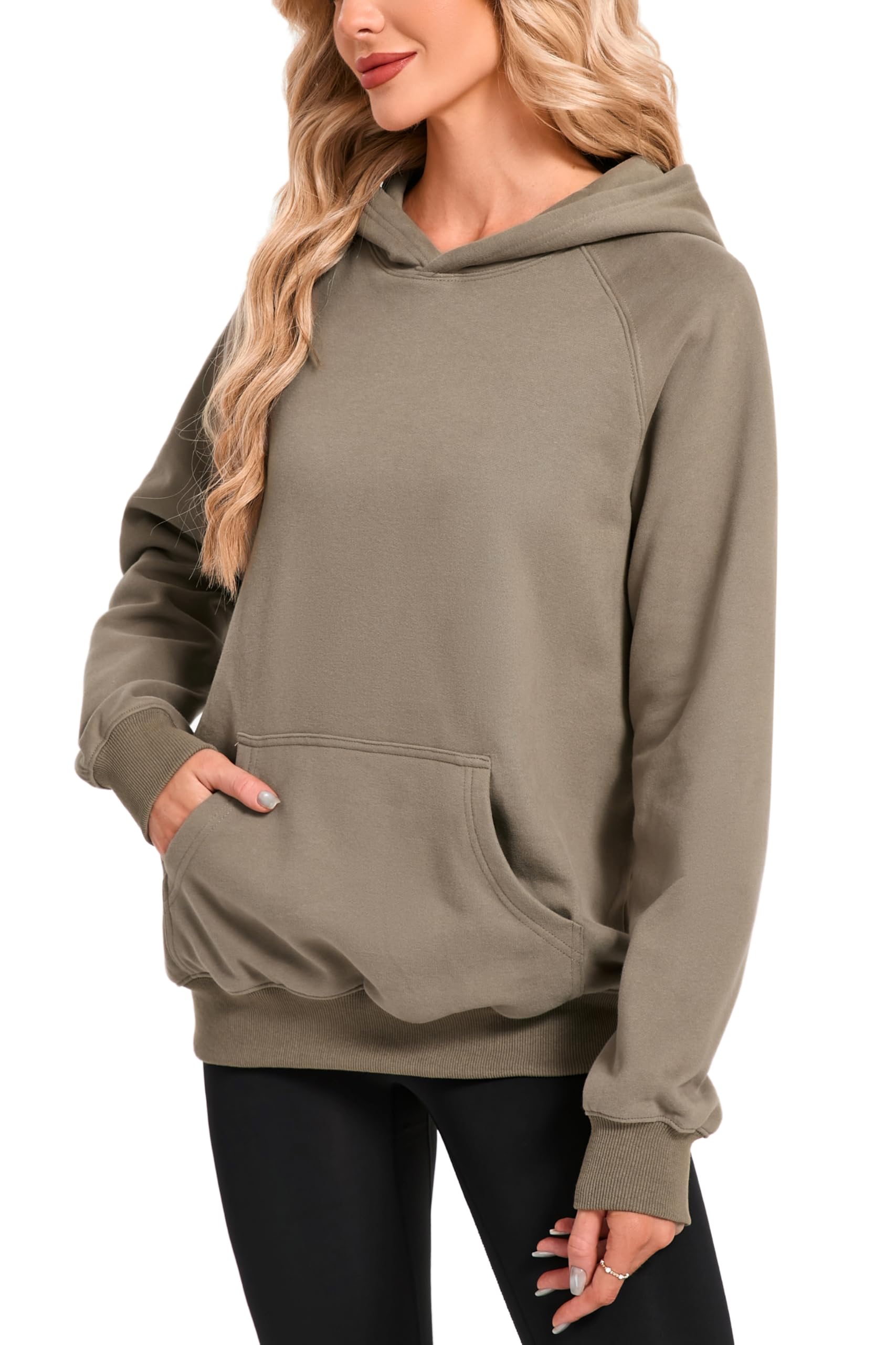 Timuspo Hoodie Damen Oversize Bequeme Baumwolle Pullover Casual Kapuzenpullover Einfarbig Basic Hoody Langarm Sweatshirt mit Kapuze Fashion Oberteile Herbst