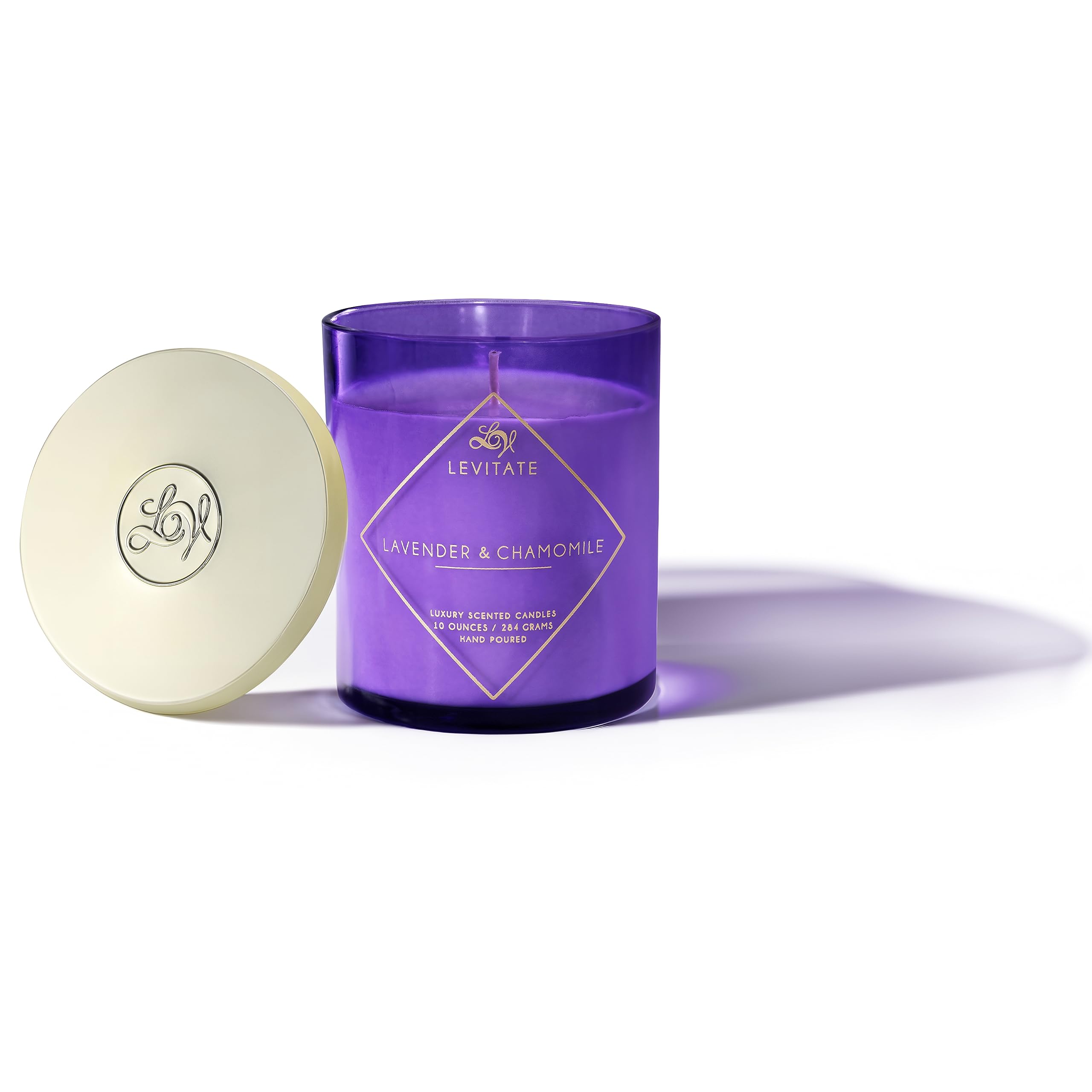LEVITATELevitate Timeless Collection Lavender & Chamomile Effused Luxury Aromatic Candle | Vegan Plant-Based Aromatherapy Scented Glass Candle for Elegant Home Decor | Over 40 Hour Burn Time