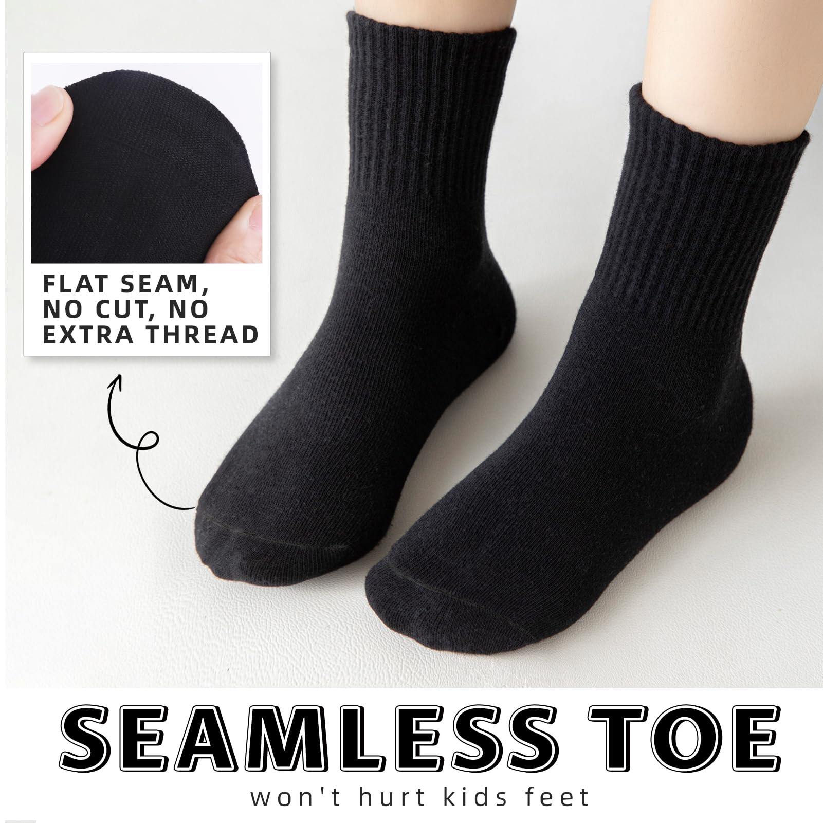 Lot de 6 paires de chaussettes athlétiques en coton sans couture pour uniforme scolaire