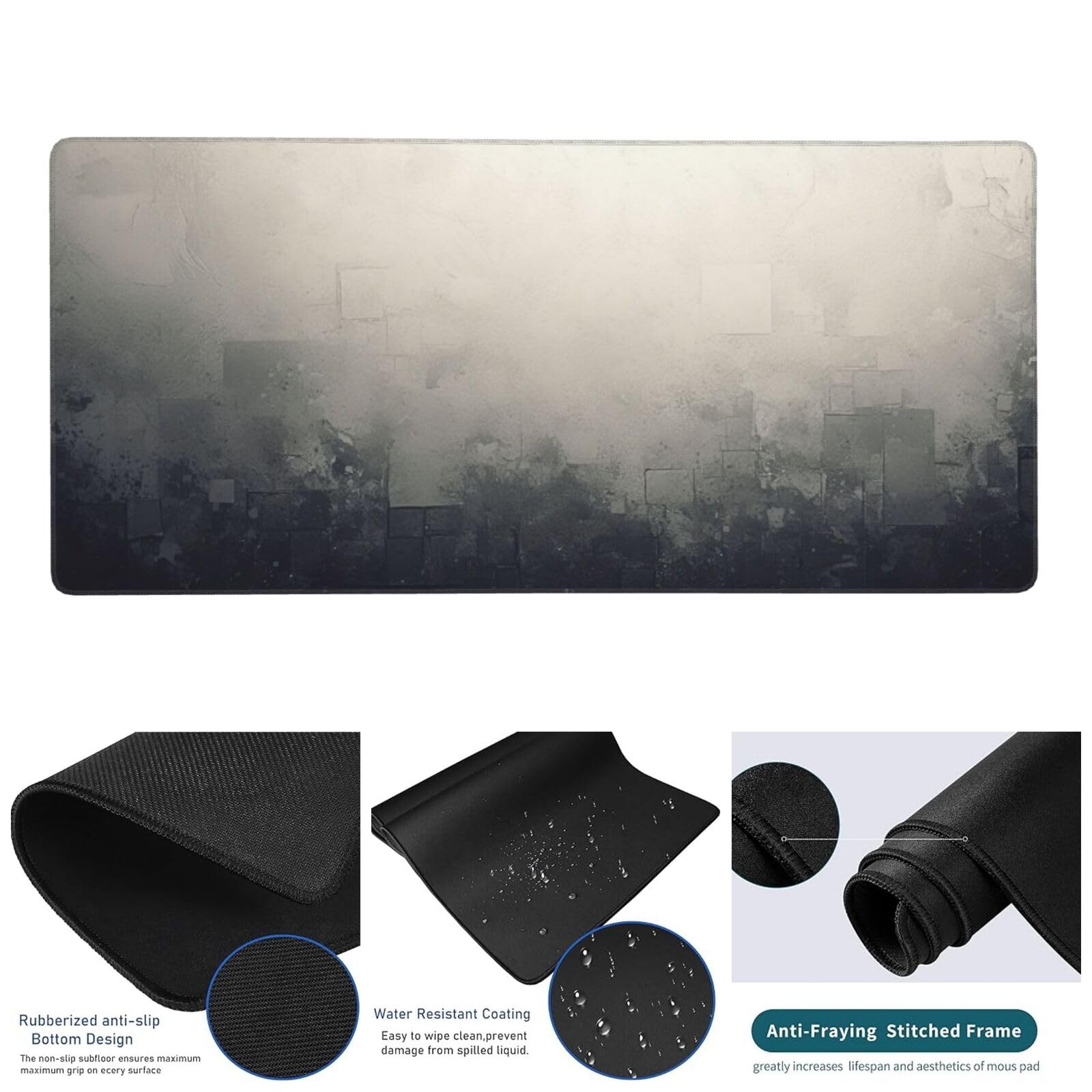 Gris Alfombrilla de Ratón XXL 1000x400x3mm, Alfombrilla Raton Abstracto de Superficie Especial, Alfombrilla Ratón Gaming XXL de Alta Precisión 100x40cm, Home Decor, Accesorios de Oficina-z415