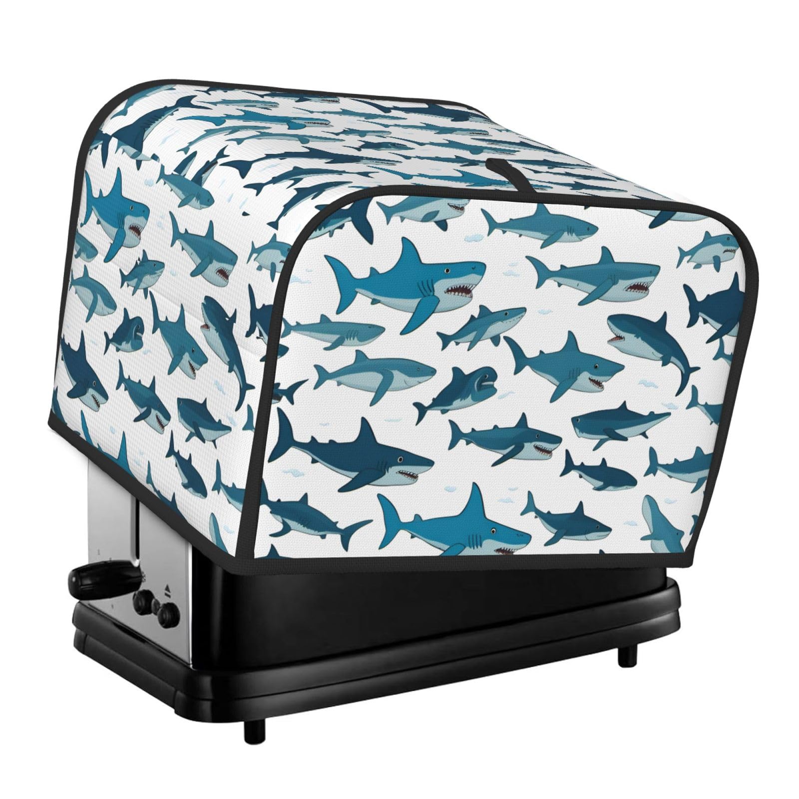 Shark Pattern With Various Gestures Print 4-Slice Toaster Cover Dustproof Waterproof Kitchen Appliance Protector For Bread