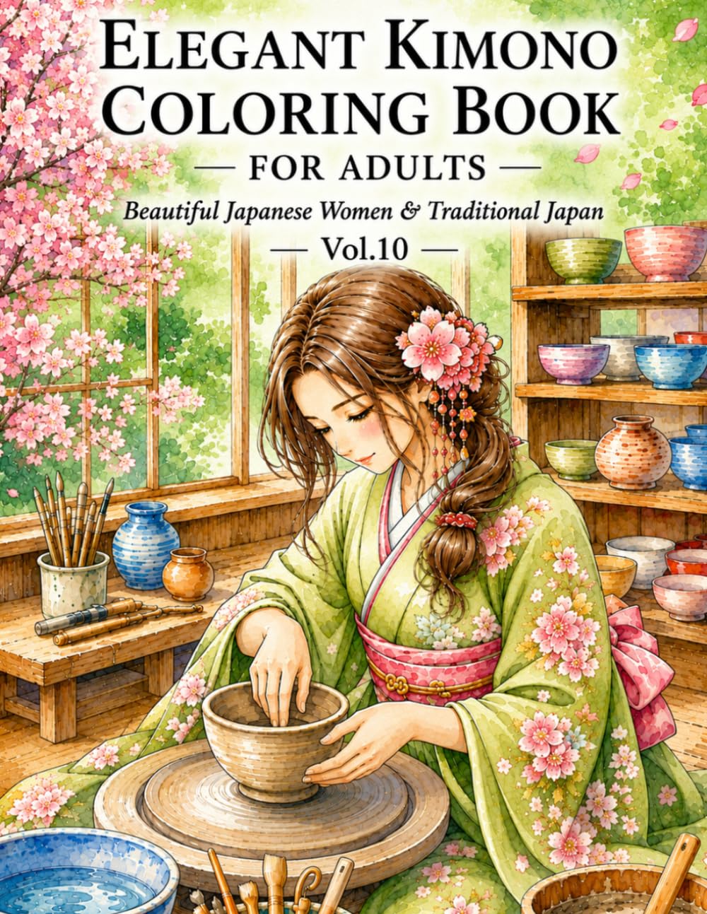 Elegant Kimono Coloring Book for Adult: Beautiful Japanese Woman ＆ Traditional Japan