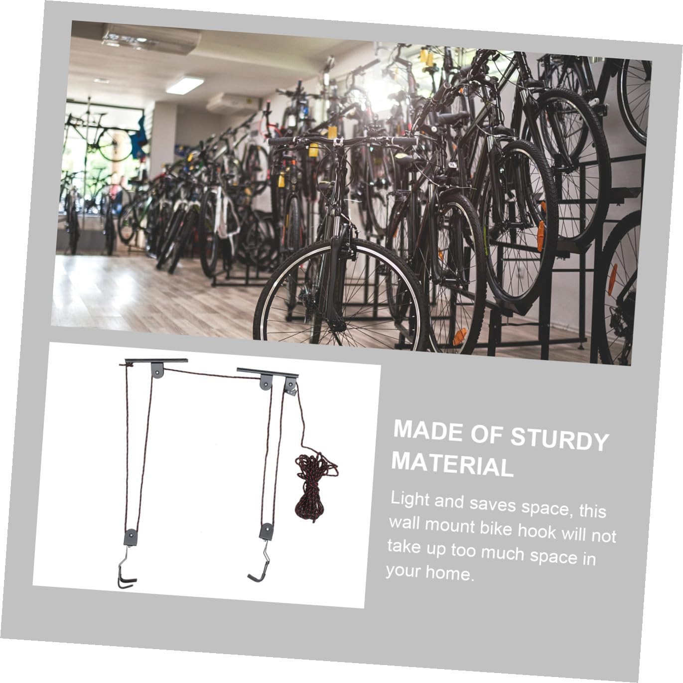 GANAZONO Bike Hoist Lift Ceiling and Wall Mount Rack Garage Bicycle Storage Hanger for Indoor Use Black Metal Bike Rack with Heavy-duty Hooks Random Color