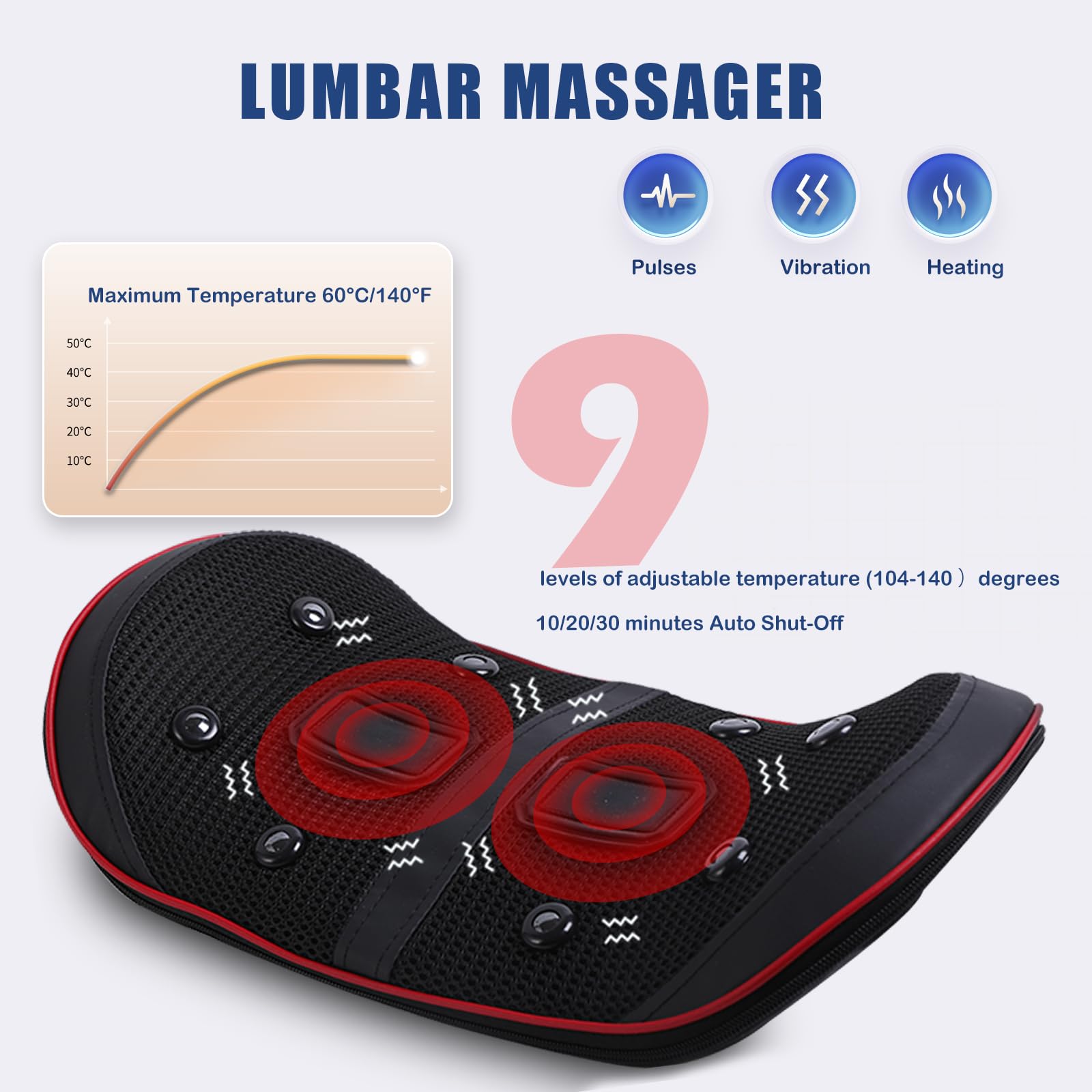 Uincin Lumbar Massager Back Stretcher Device with Heat Electric Back Stretcher Function & Adjustable Electric Lumbar Traction Device Low Back for Ideal Gifts (Black)