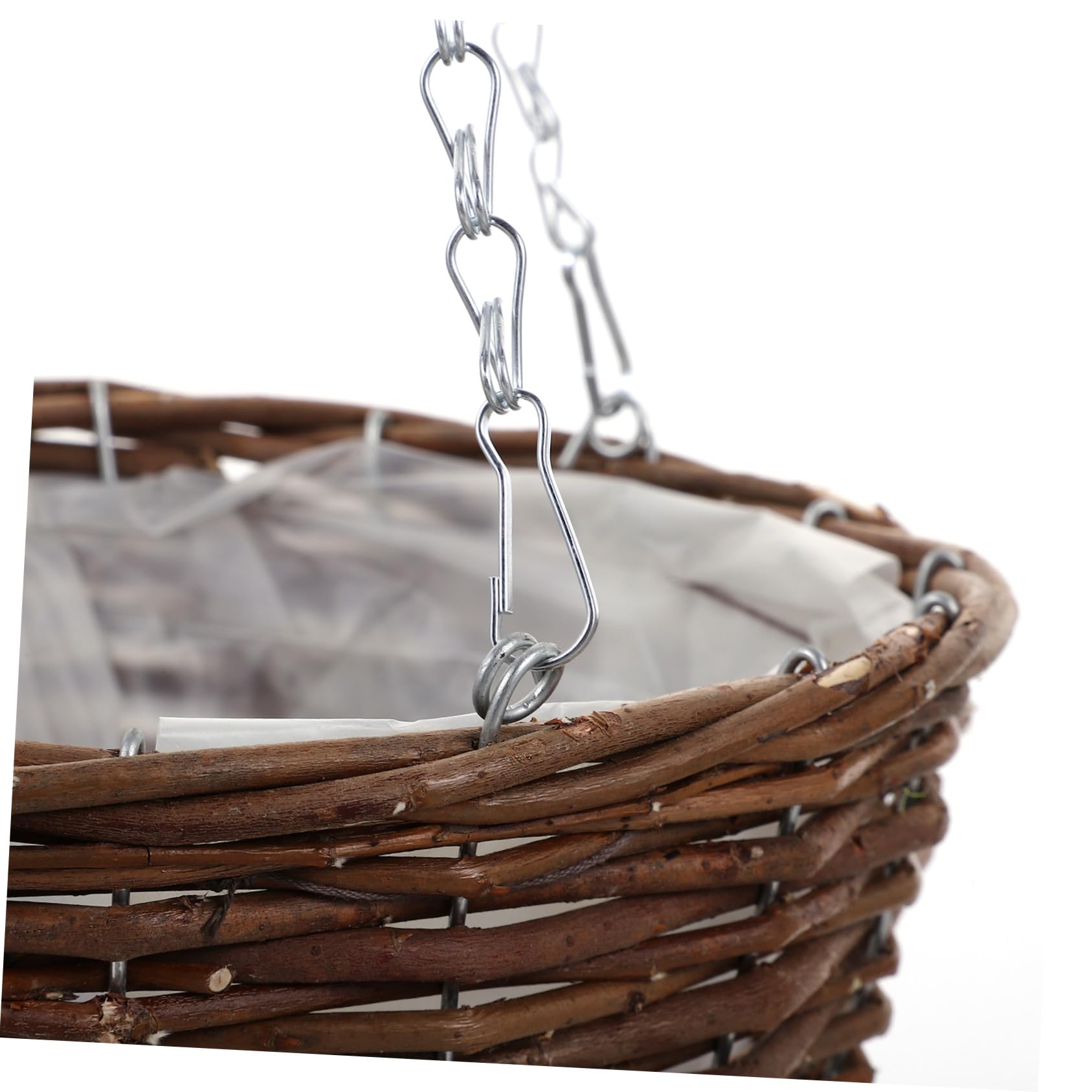 Set 2 Fioriere Sospese in Metallo e Rattan, Vasi Appesi 25 CM per Giardino e Patio, Cesti Medi per Piante da Balcone e Interni