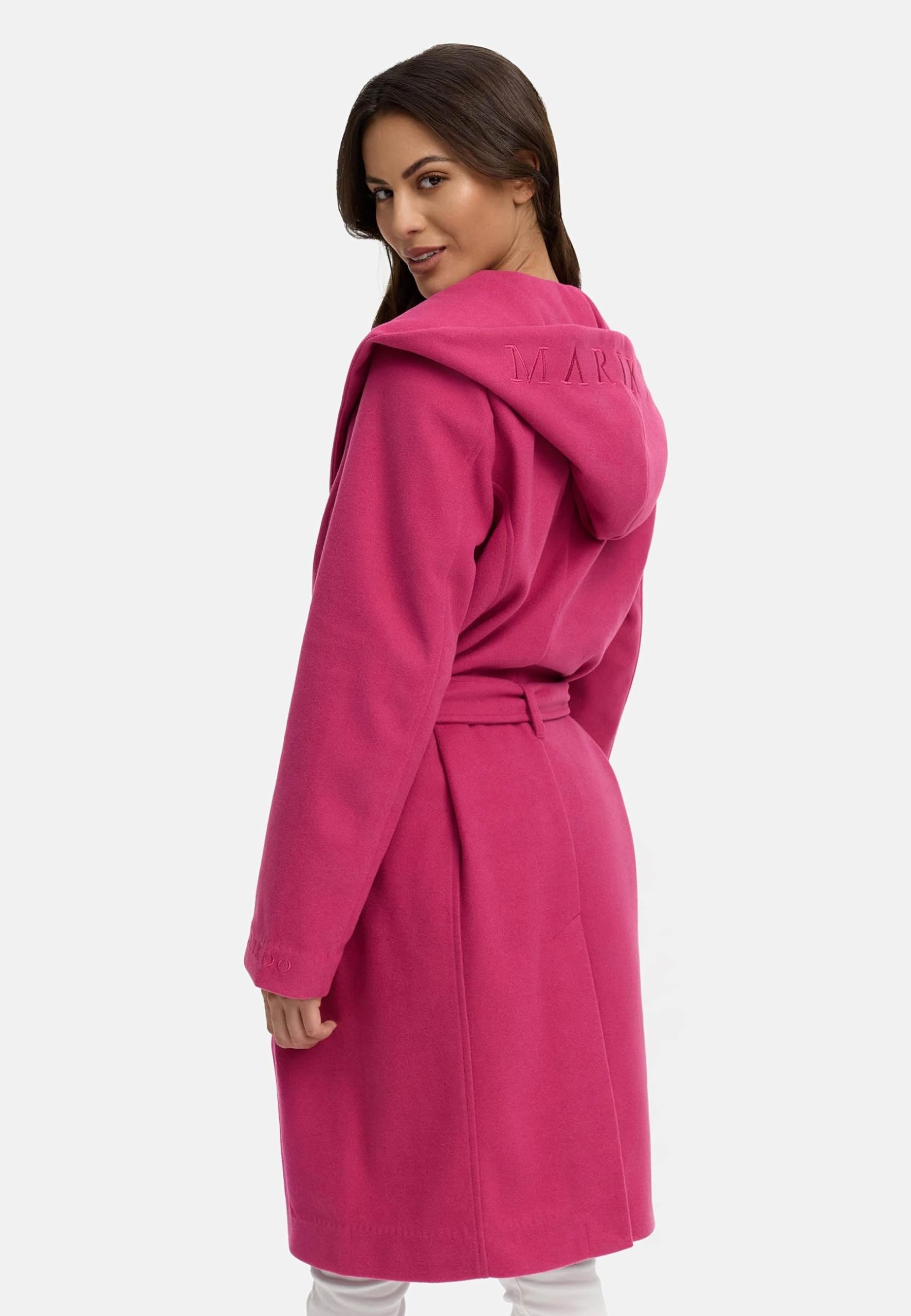MARIKOO Cappotto da donna per le mezze stagioni (XS-3XL) – Elegante cappotto con cintura in vita, cappuccio oversize, giacca calda da donna – N046