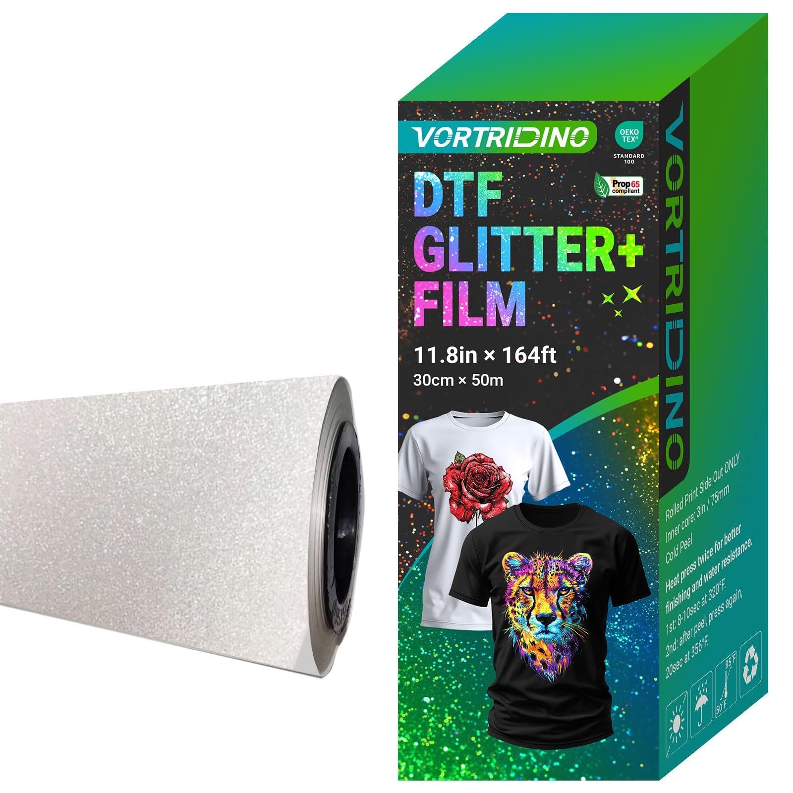 DTF Rouleau de film de transfert à paillettes colorées pour impression par sublimation DTF, 30 cm x 50 m
