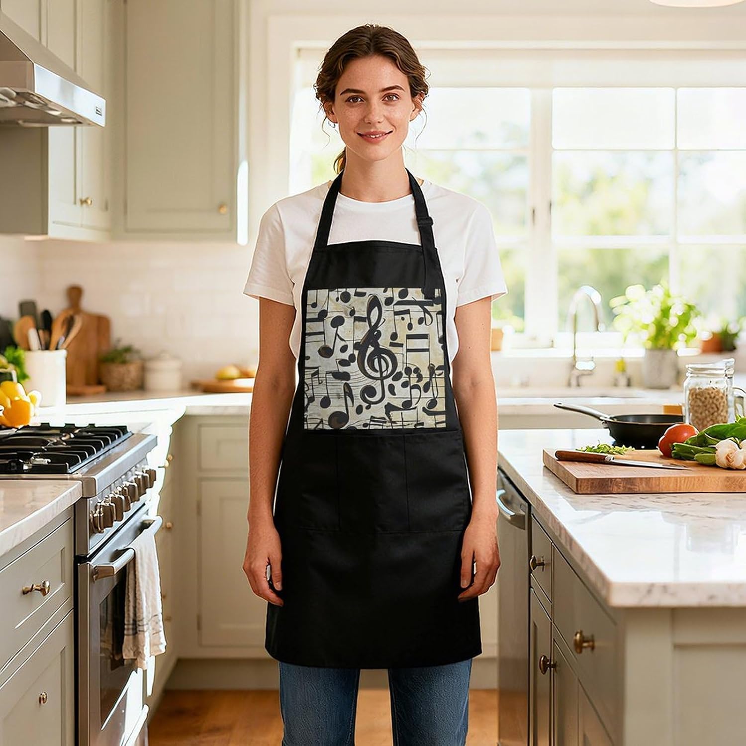Waterproof Kitchen Apron, Adjustable Bib Apron with 3 Pockets image 5