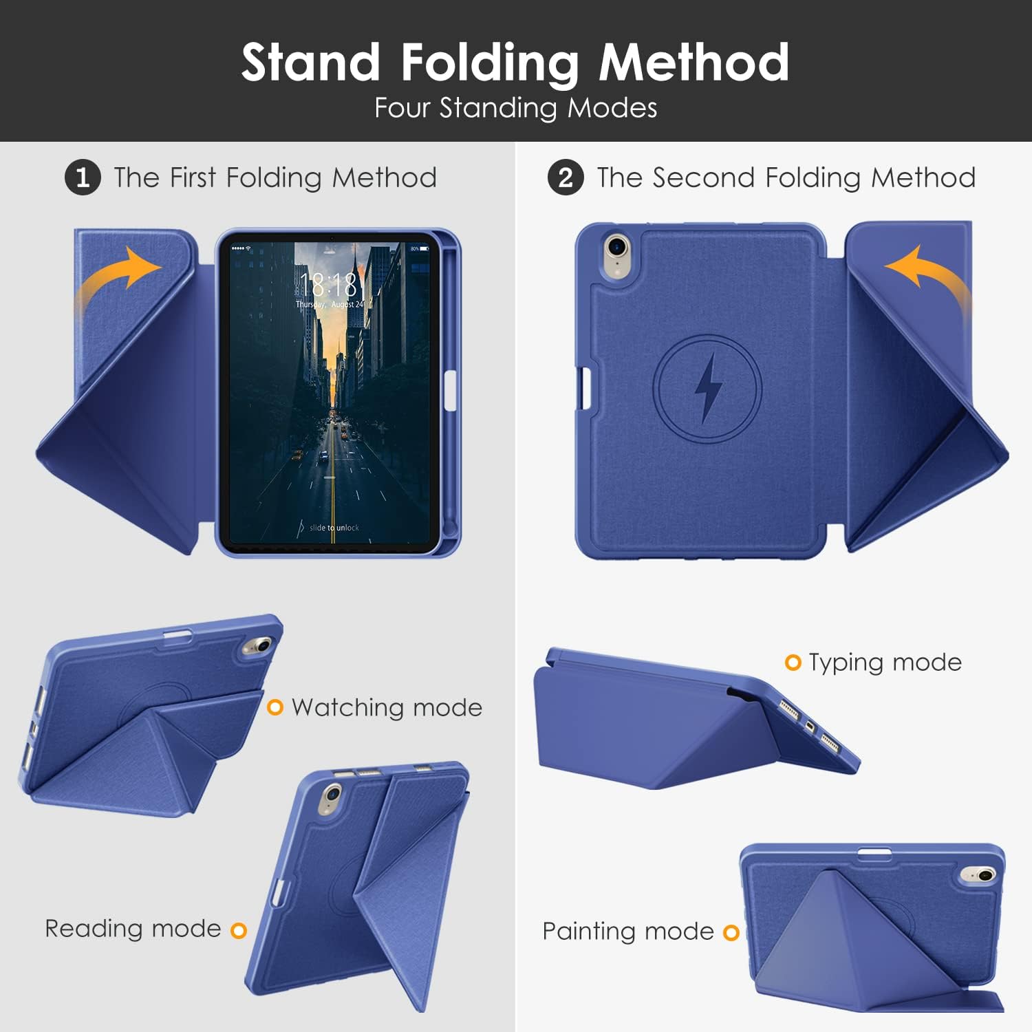 DTTO Foldable Case for iPad mini 7 (A17 Pro) / iPad mini 6, Dark Blue image 3