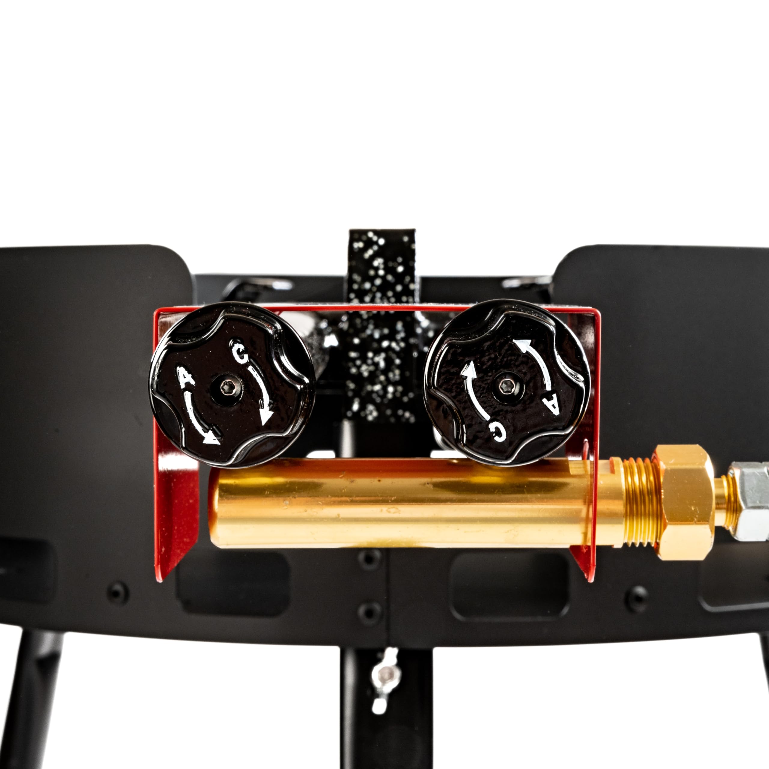 MUURIKKA Outdoor-Kochset, Gasbrenner D-350, 35cm, 2-Brennringe (mit langen Beinen, Windschutz, separat regulierbar, für Wok, Grillplatte & Paella, emailliert) mit Muurikka Grillpfanne 48