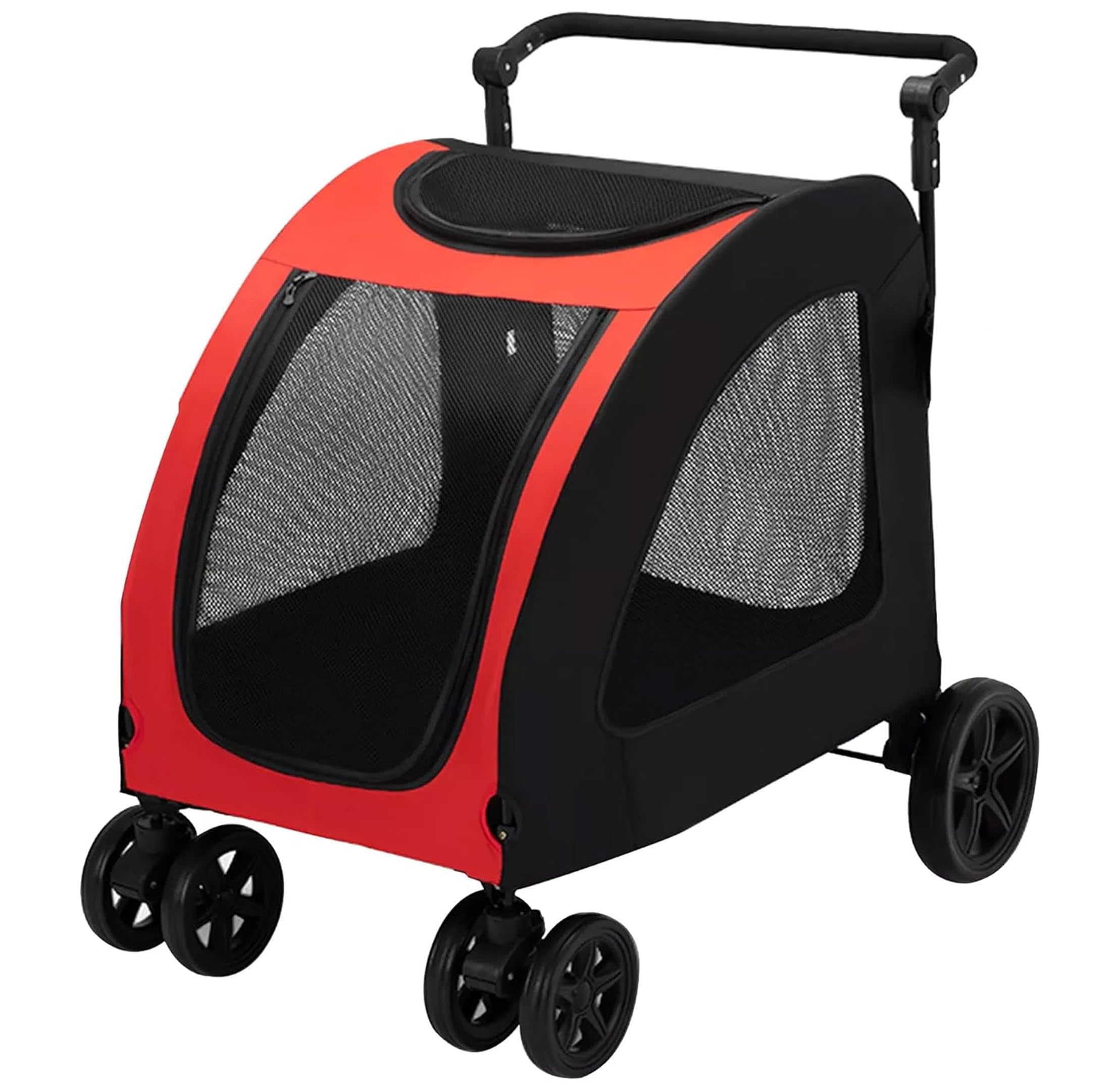 JupiterJX Dog Stroller for Large & Medium Dogs, Portable Dog Buggy, Adjustable Handle 4 Wheels Dogs Pets Stroller Cart Heavy Duty Pet Pram Cats Pet Pushchair with Breaks Loads Upto 80KG (Red)