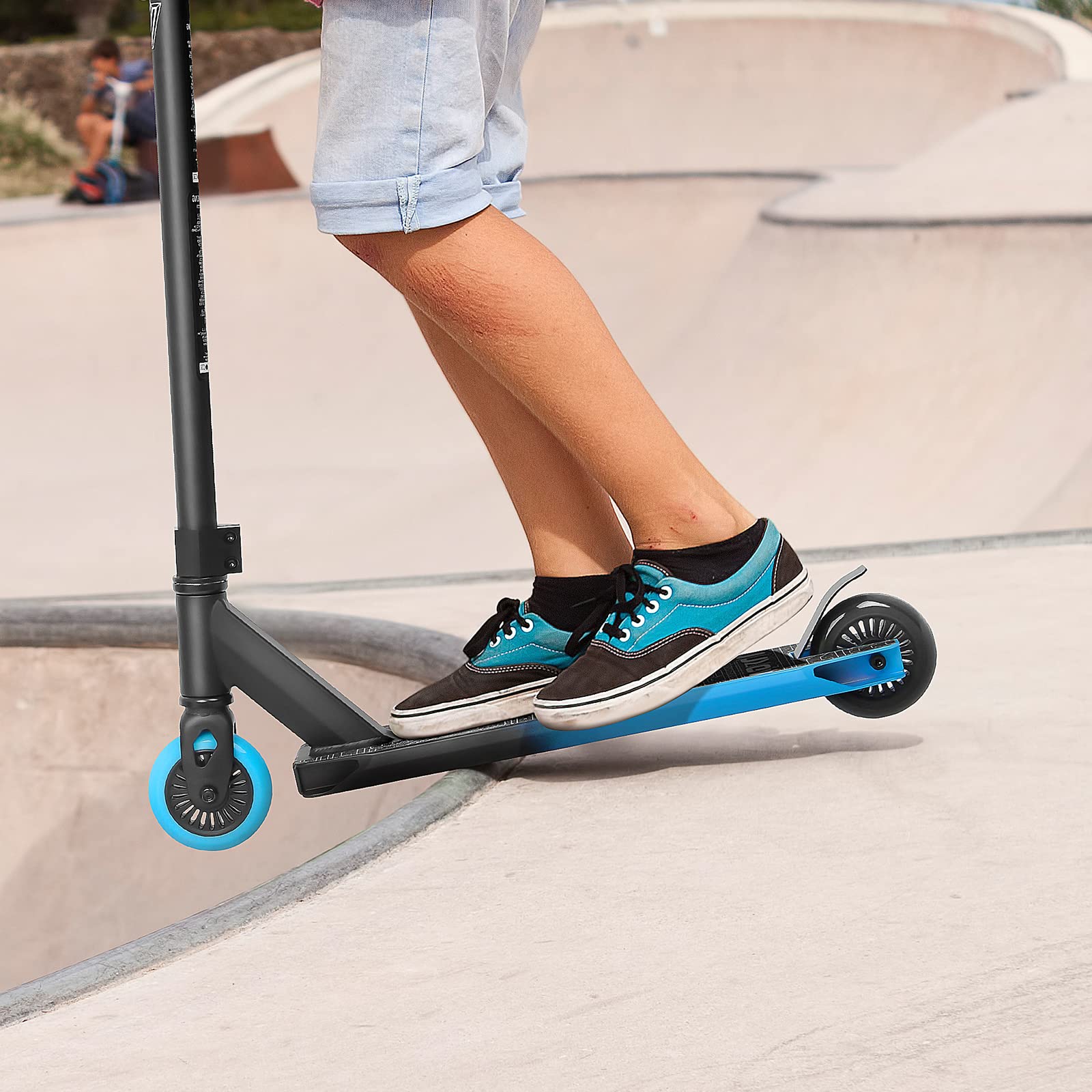Scooter profesional completo para niños, niñas, adolescentes hasta 6 años – Freestyle Tricks Pro Stunt Scooter (azul) 5